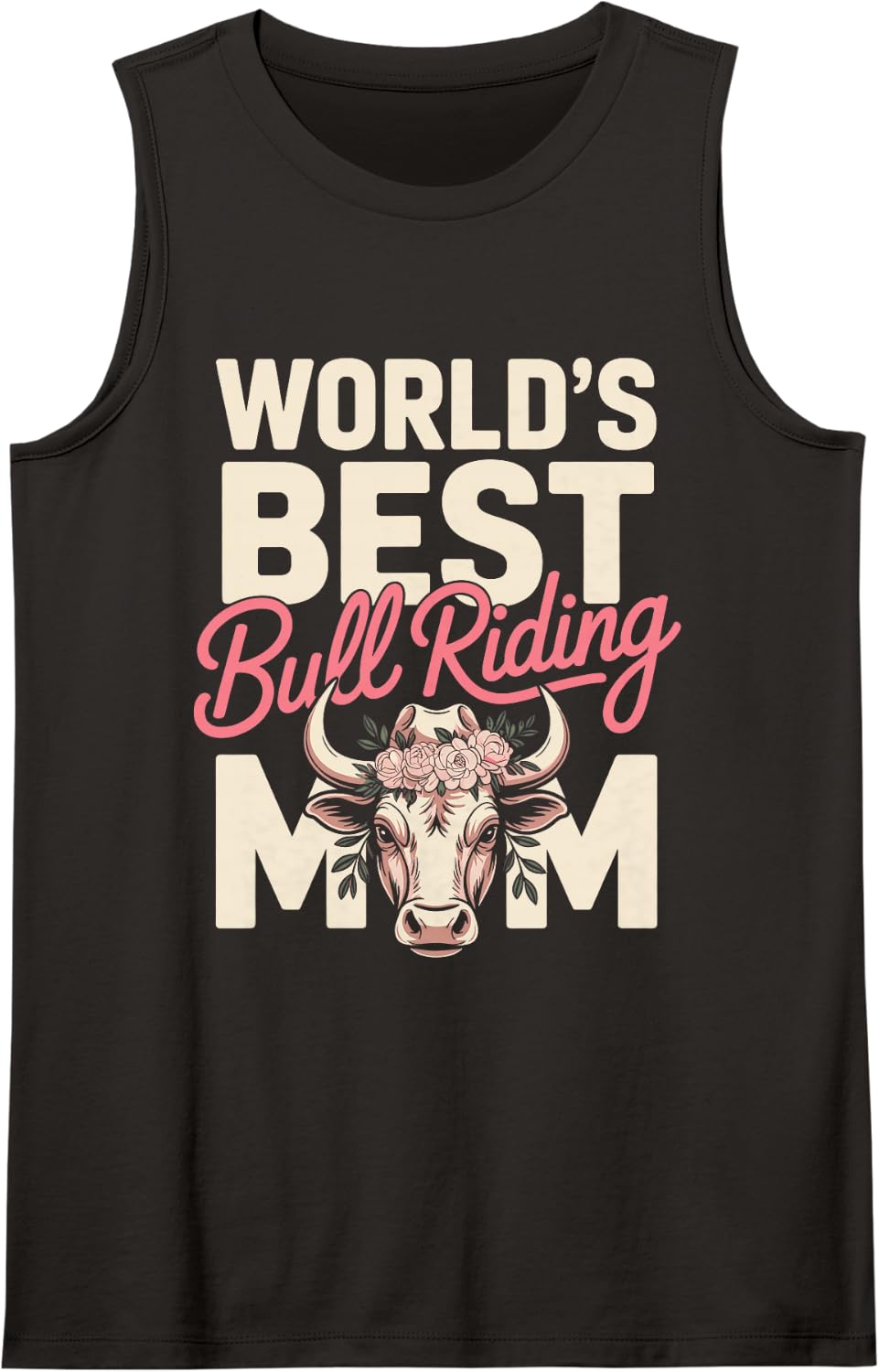 World's Best Bull Riding Mom Sleeveless Tank Top - Black