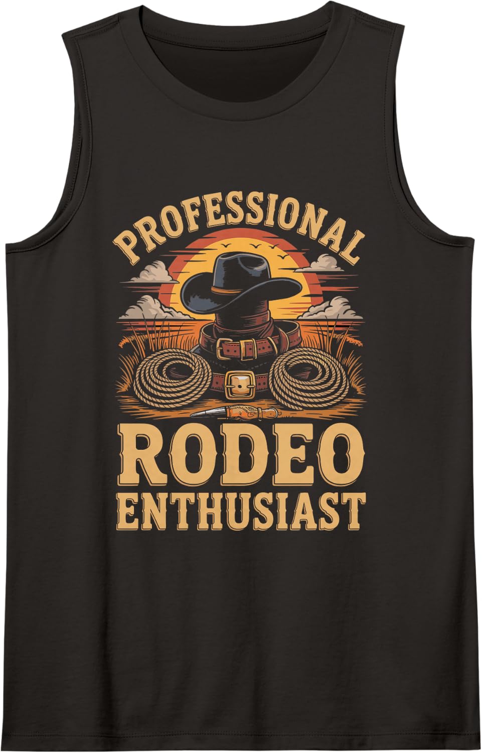 Professional Rodeo Enthusiast Bull Riding Sleeveless Tank Top - Black