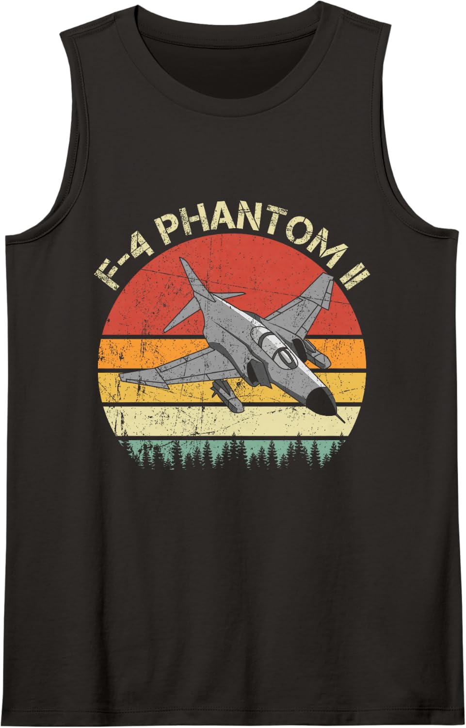 F-4 Phantom II Fighter Jet Vintage Retro Military Aircraft Tank Top - Black
