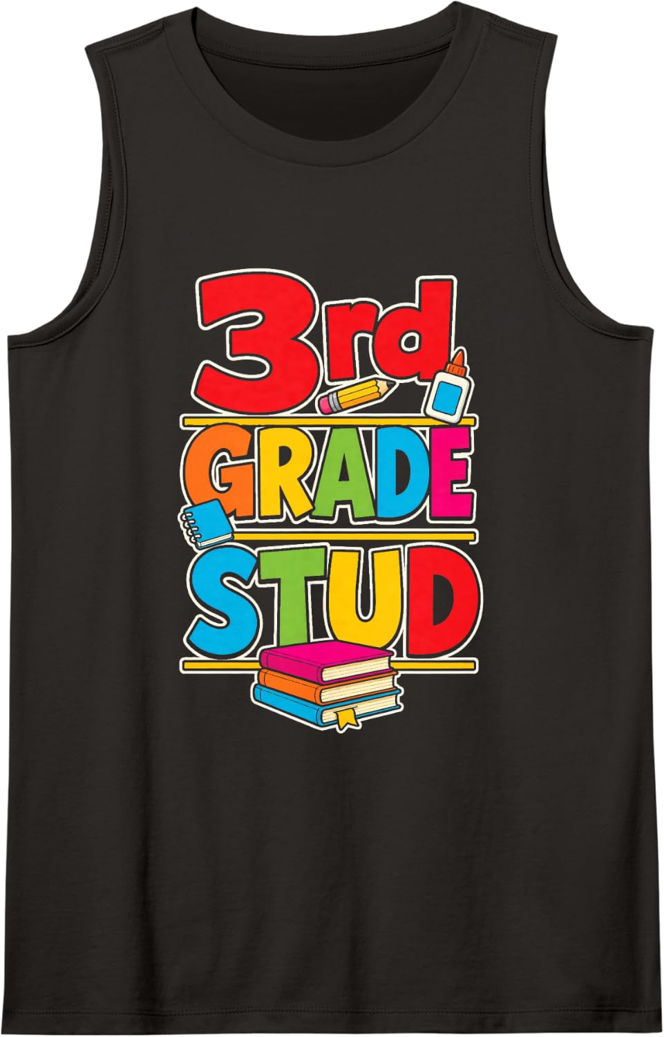 3rd Grade Stud First Day of Elementary School Kids Sleeveless Tank Top - Black