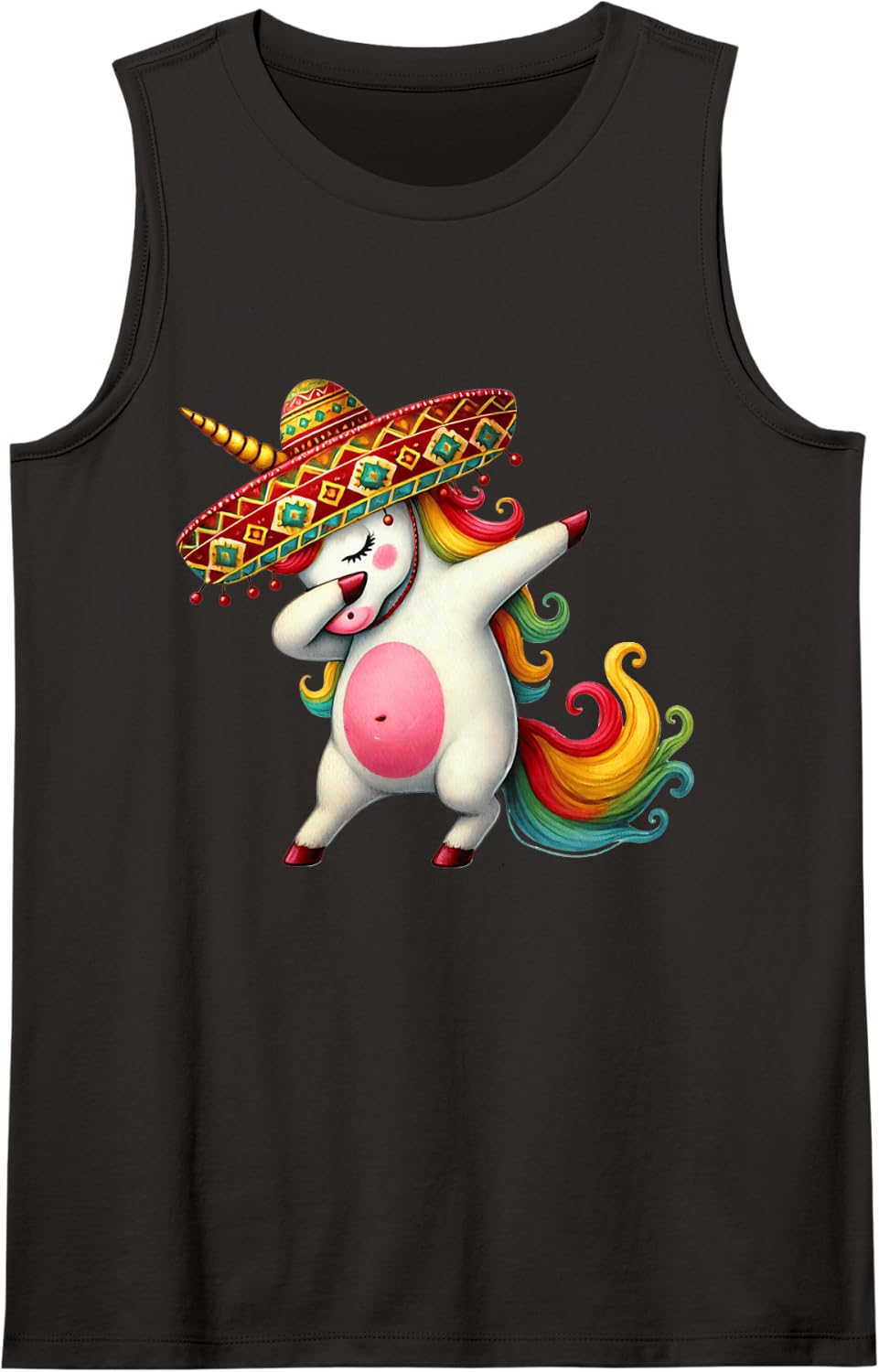 Cinco de Mayo Dabbing Unicorn Mexican Dab Kids Girls Fiesta Sleeveless Tank Top - Black