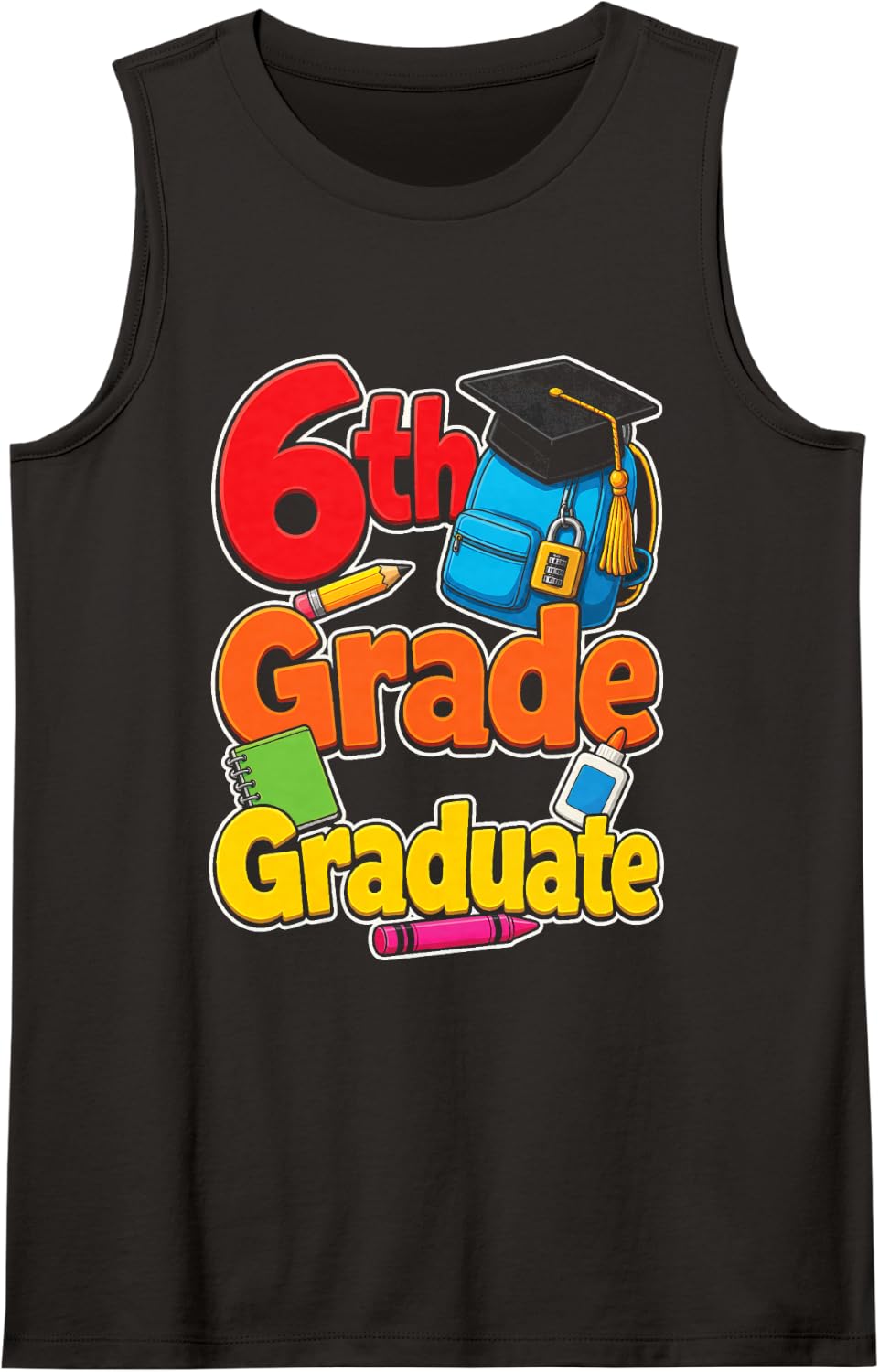 6th Grade Graduate Sixth Grade Elementary Graduation Day Sleeveless Tank Top - Black