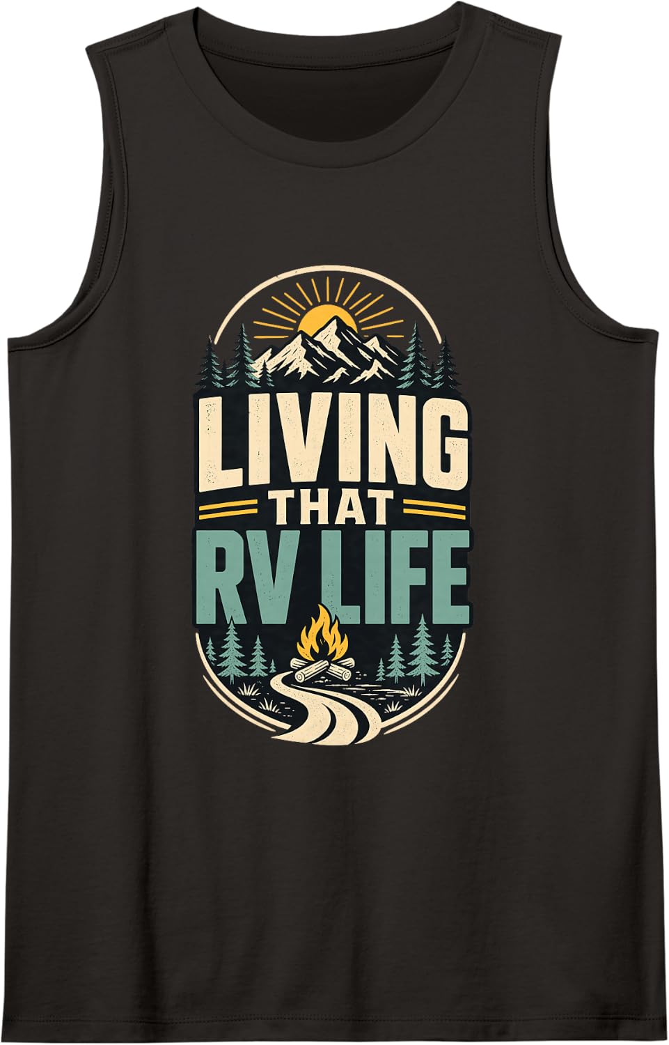 Living that RV Life Camping Camper Mountains Sleeveless Tank Top - Black