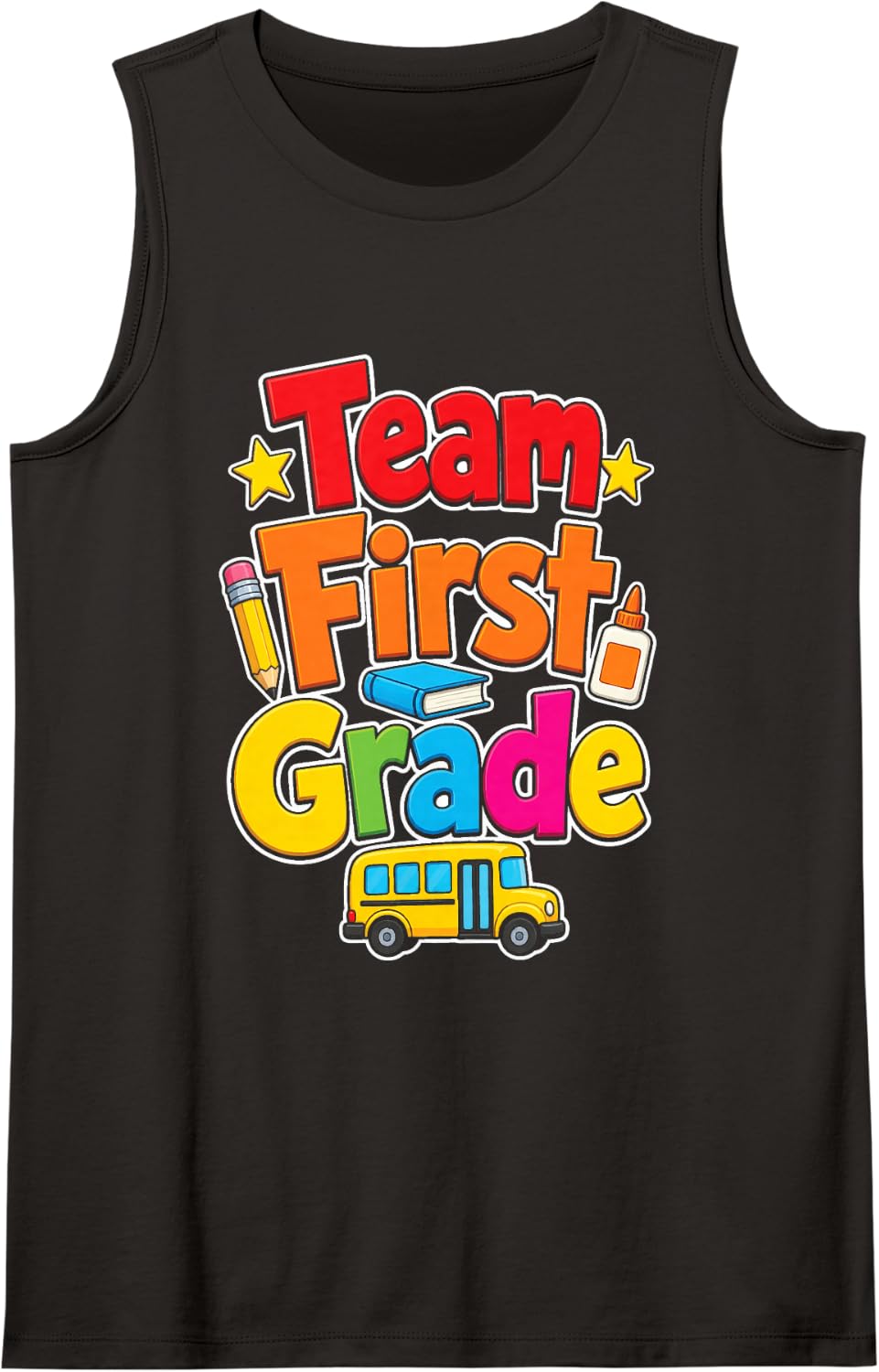 1st Grade Team Squad Matching Elementary School Class Sleeveless Tank Top - Black