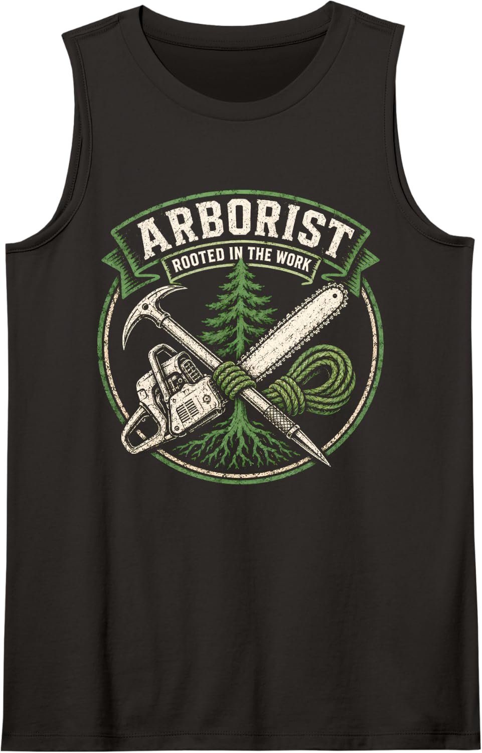 Arborist Rooted in The Work Tree Climber Gifts Tank Top - Black