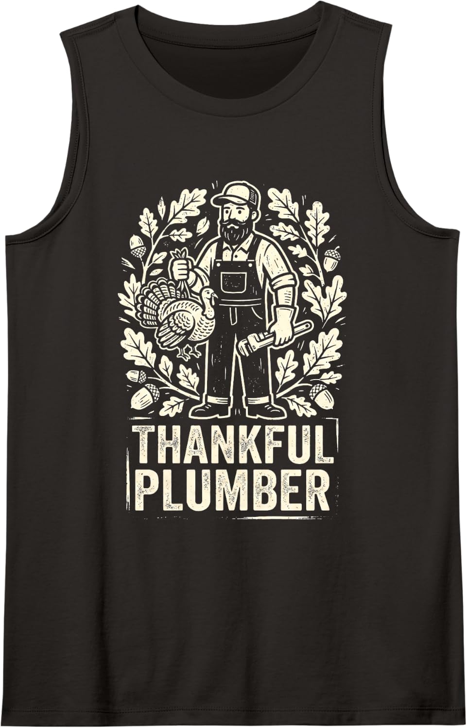 Thankful Plumber Thanksgiving Festive Sleeveless Tank Top - Black
