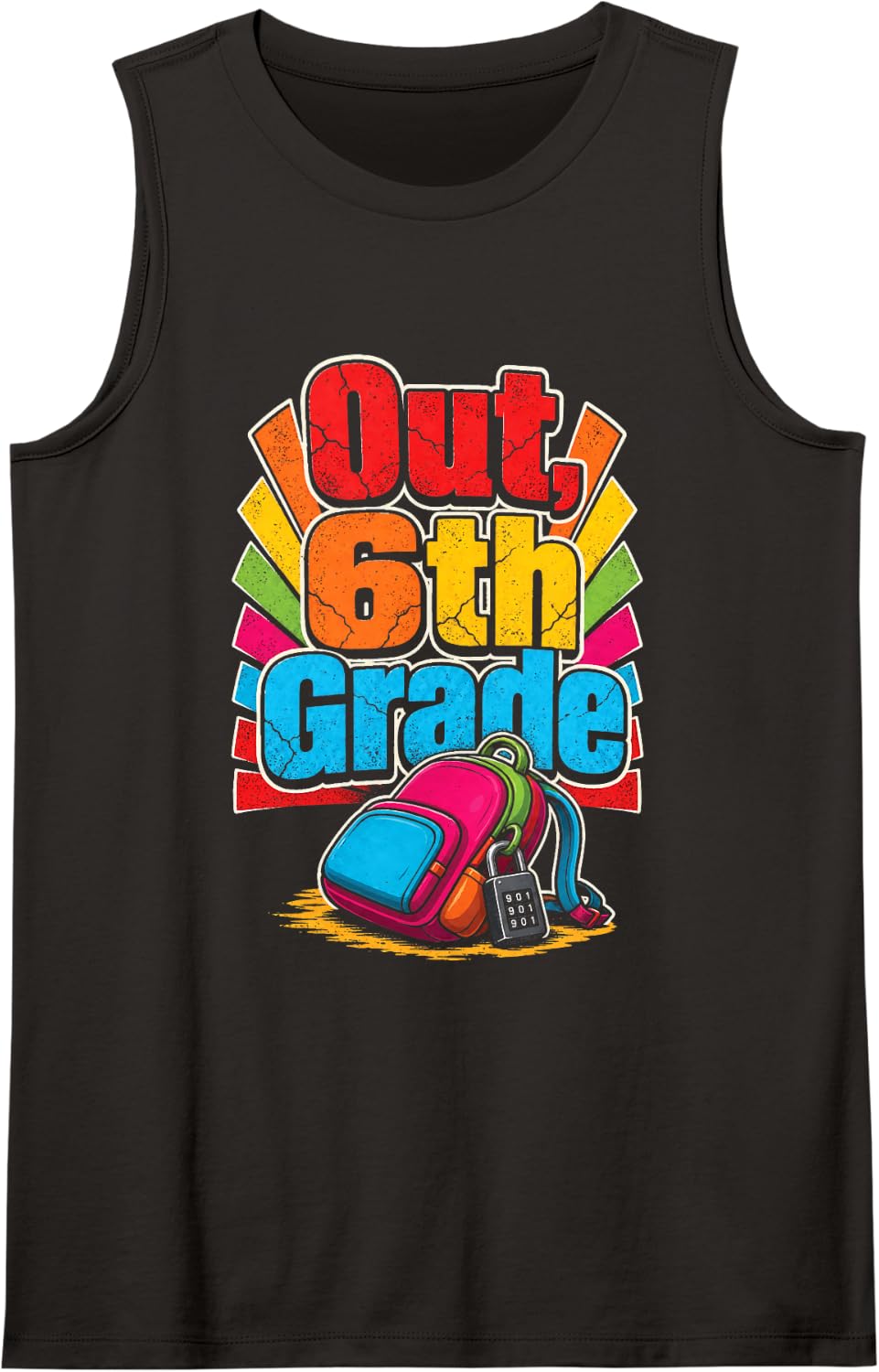 6th Grade Out Elementary Graduation Moving Up Day Sleeveless Tank Top - Black