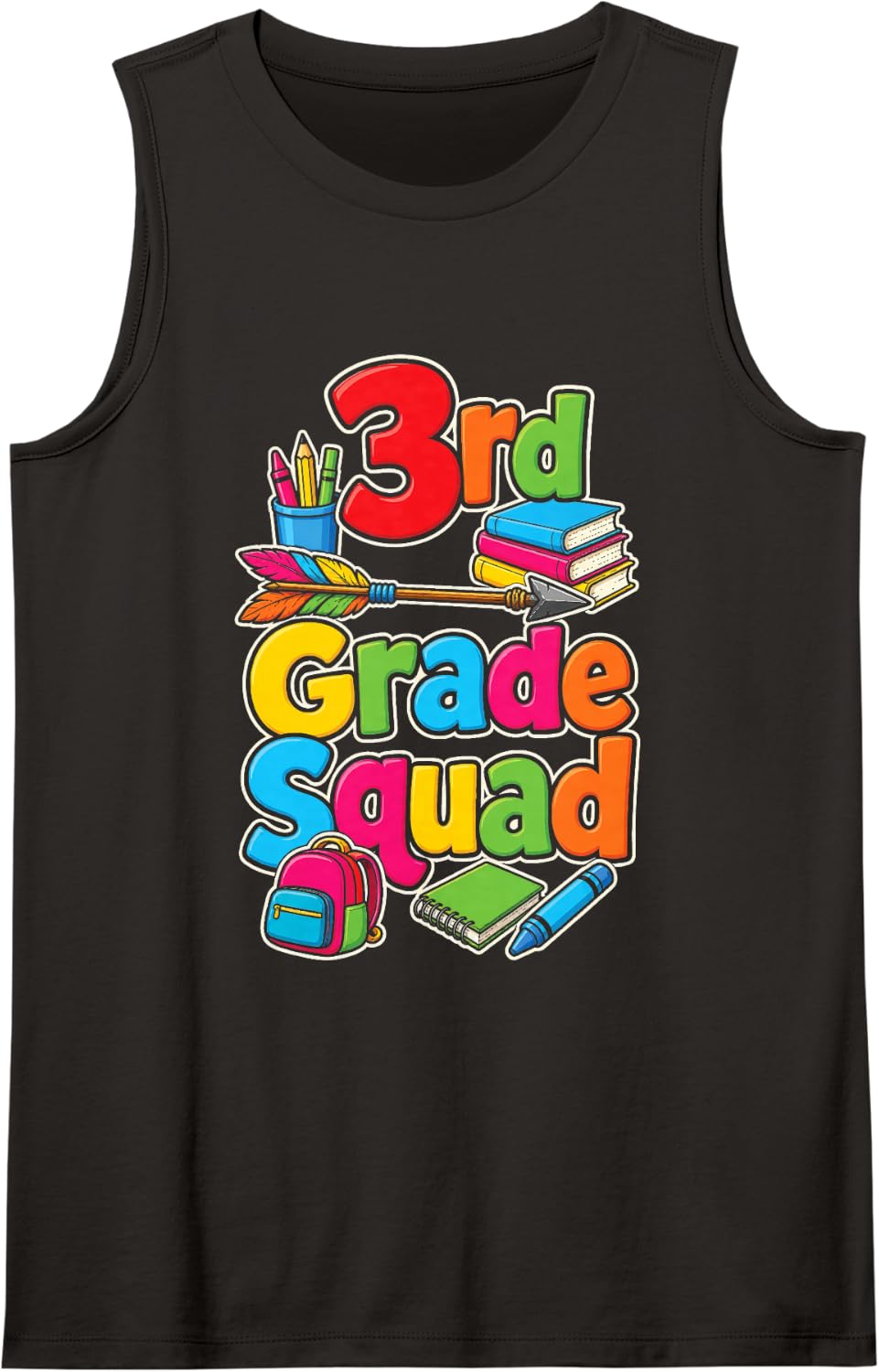 3rd Grade Squad First Day of School Elementary Kids Sleeveless Tank Top - Black
