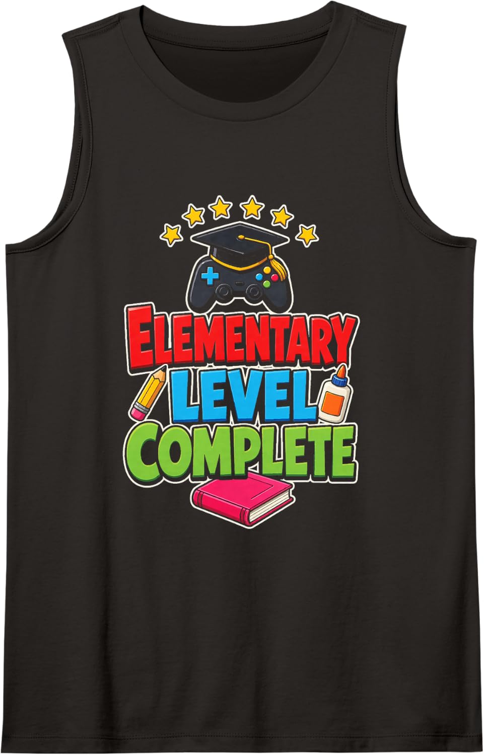 Elementary School Graduation Level Complete Moving Up Day Sleeveless Tank Top - Black