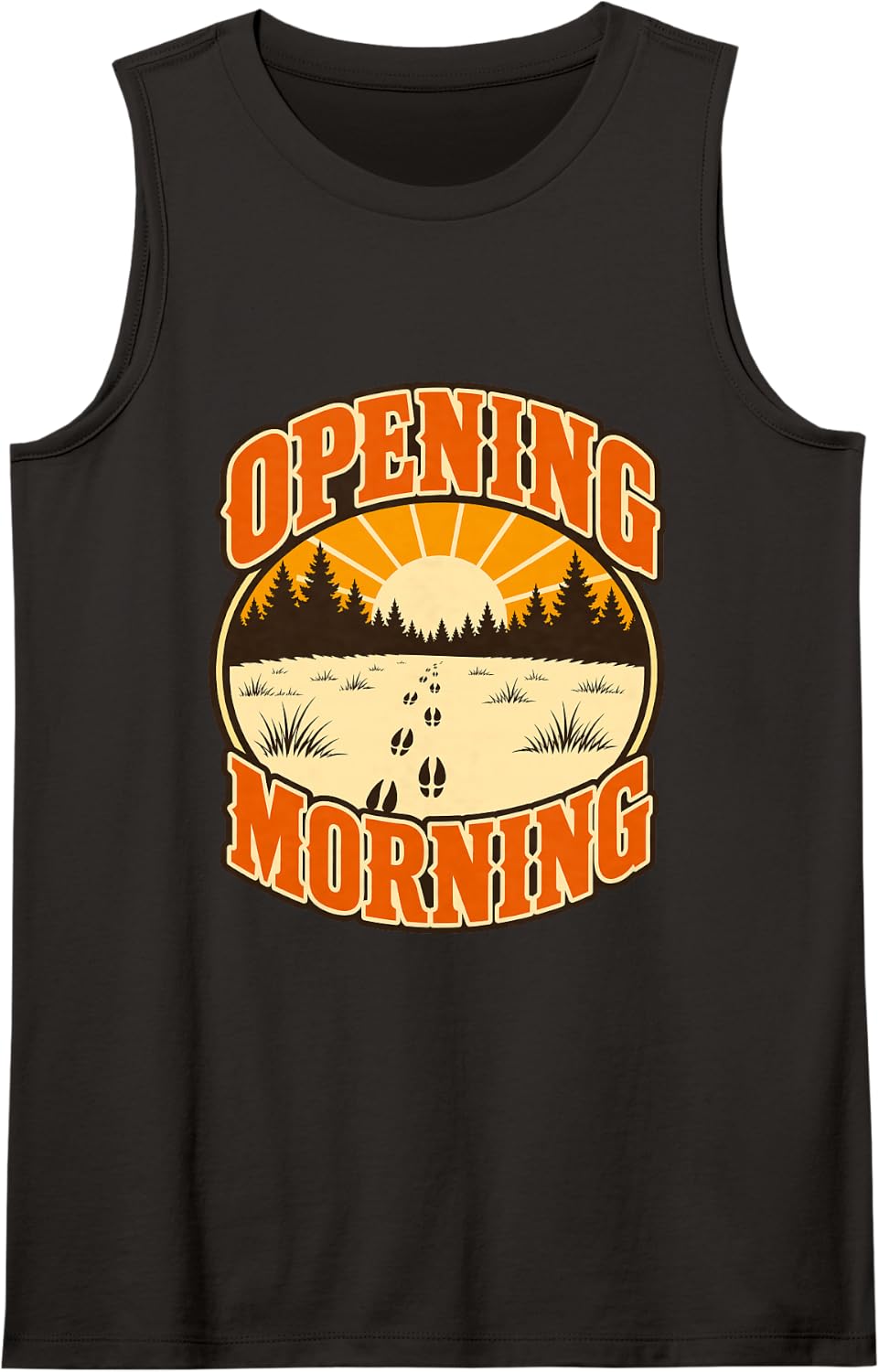Opening Morning Whitetail Deer Hunting Tracks Sleeveless Tank Top - Black
