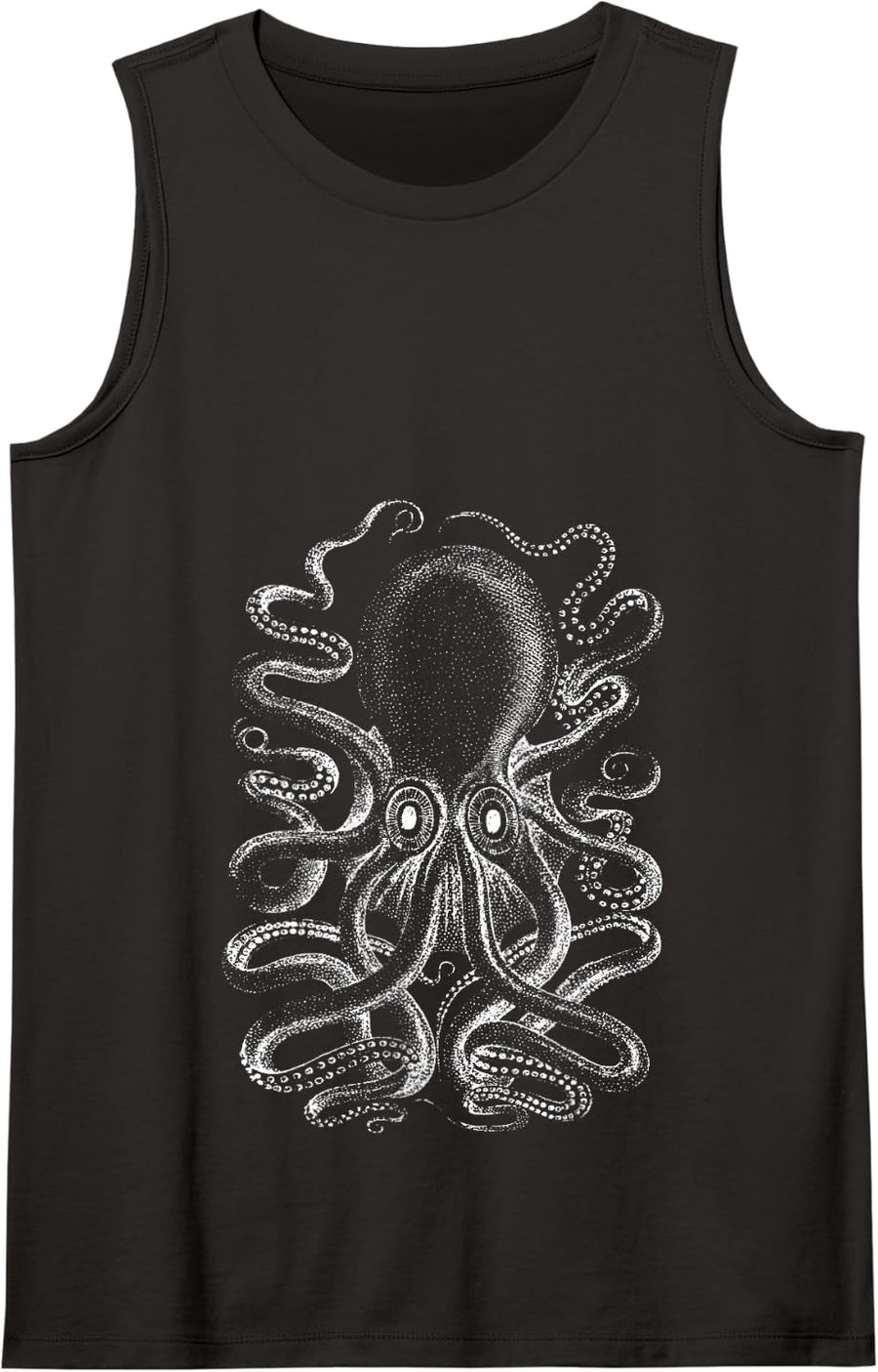 Creepy Lurking Punk Goth Octopus Graphic Tank Top - Black