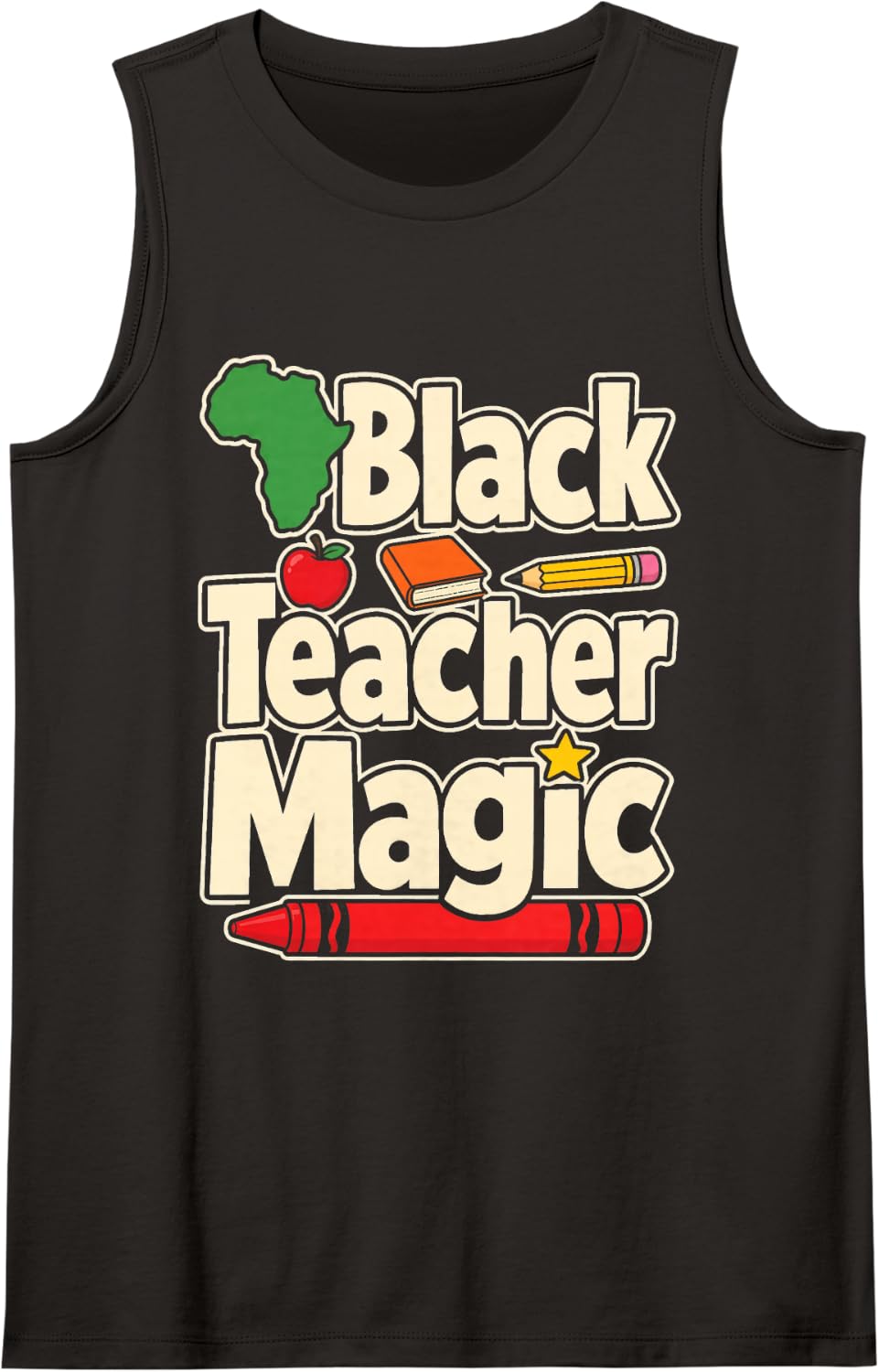 Black Teacher Magic Elementary School Classroom Sleeveless Tank Top - Black