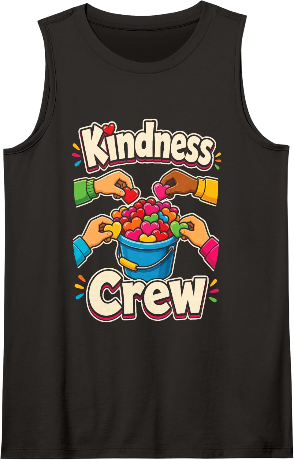 Kindness Crew Elementary School Squad Matching Staff Gift Sleeveless Tank Top - Black