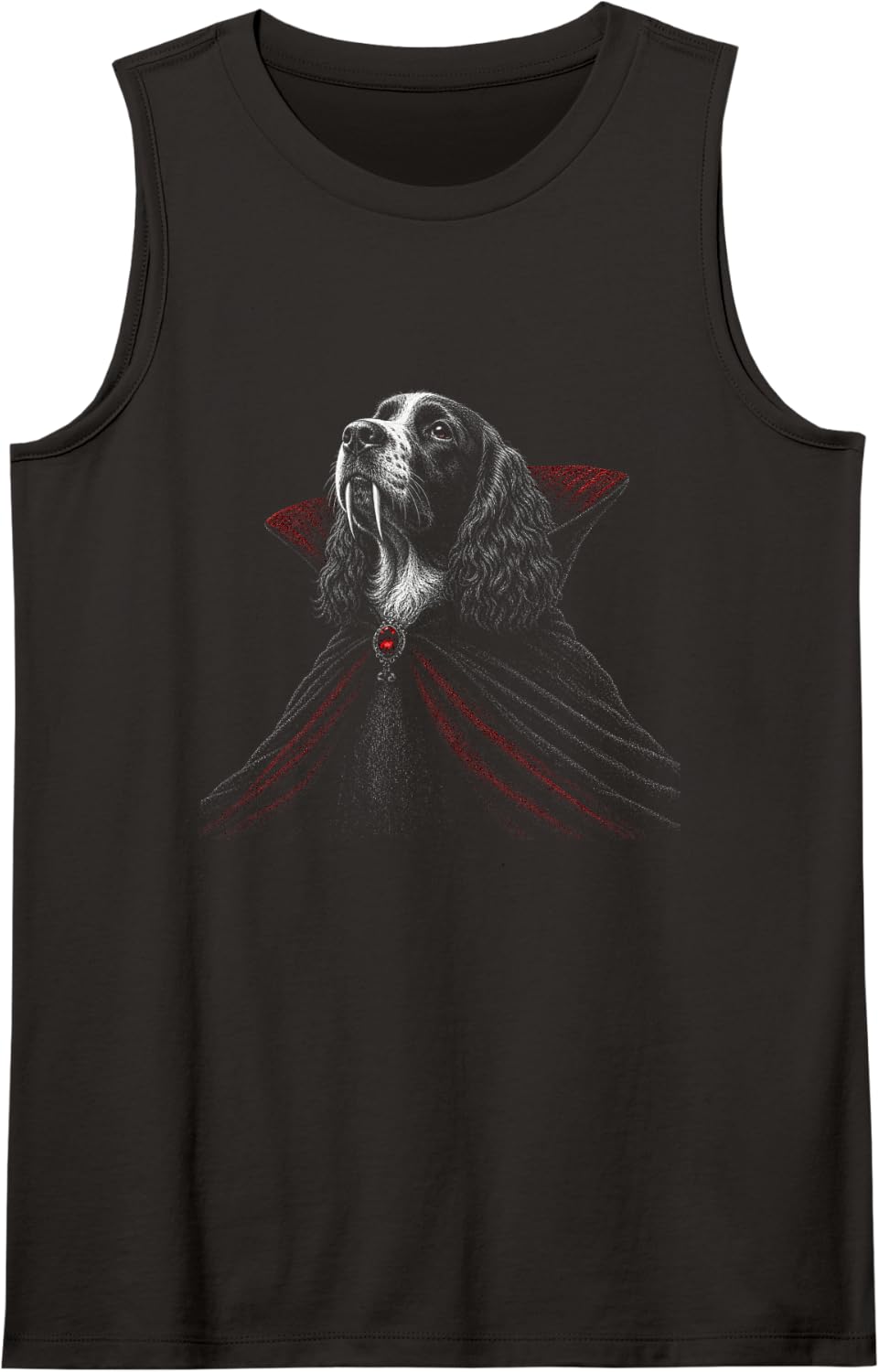 English Springer Spaniel Halloween Dog Lover Gothic Vampire Sleeveless Tank Top - Black