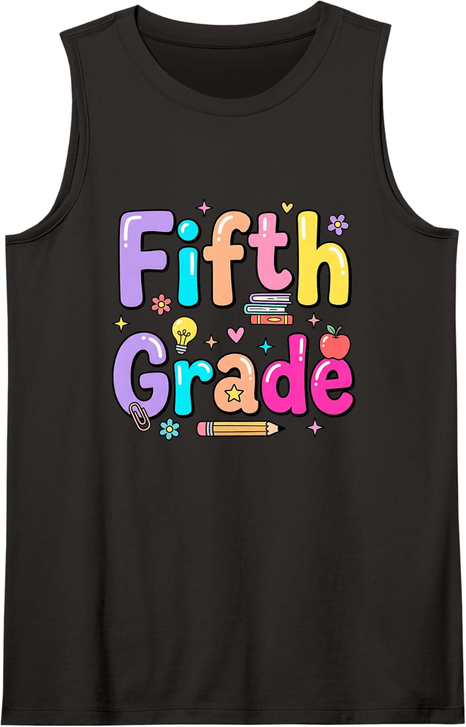Fifth Grade Back to School Cute Student Teacher Sleeveless Tank Top - Black