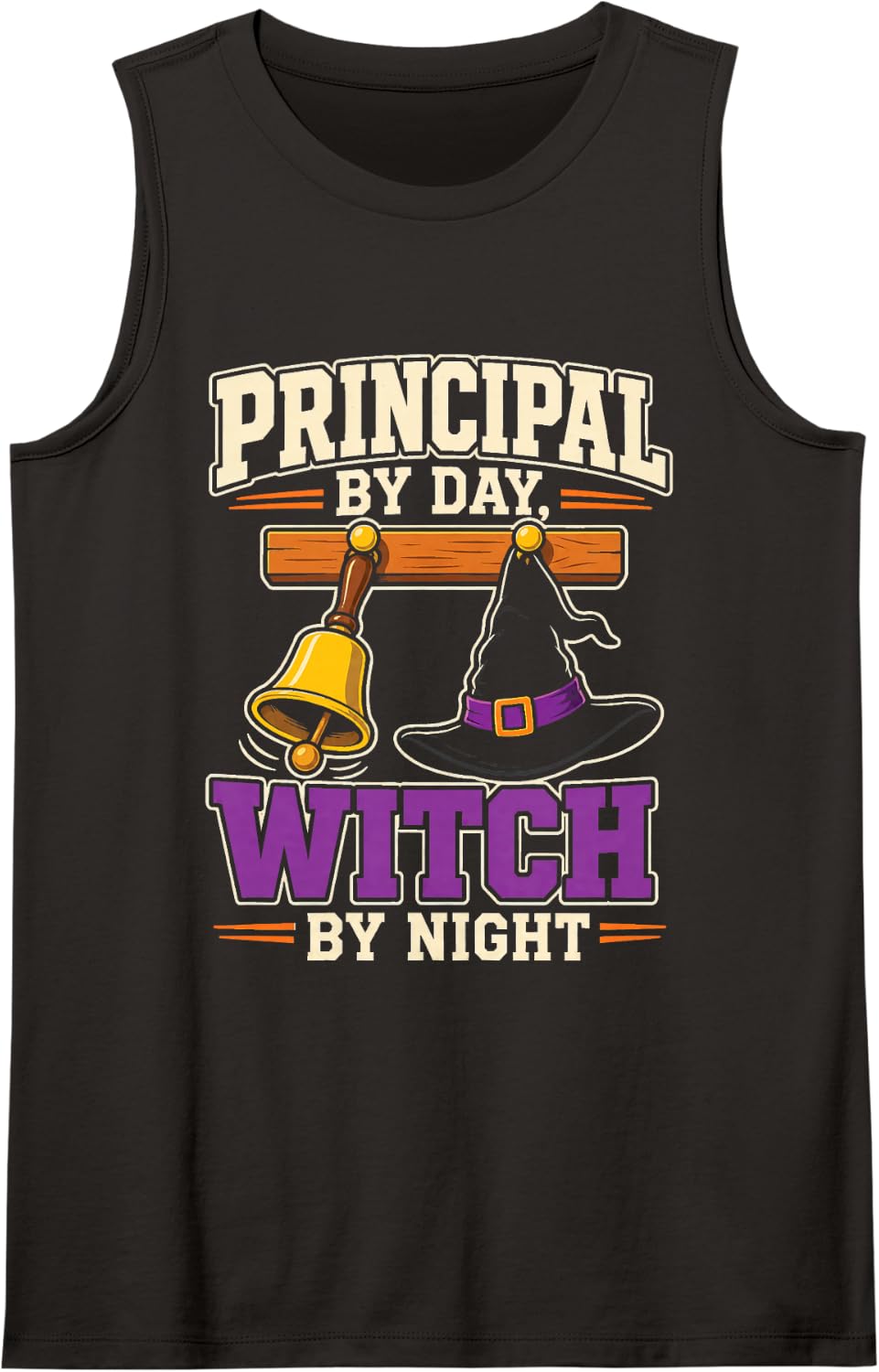 Principal By Day Witch By Night Halloween Elementary Sleeveless Tank Top - Black
