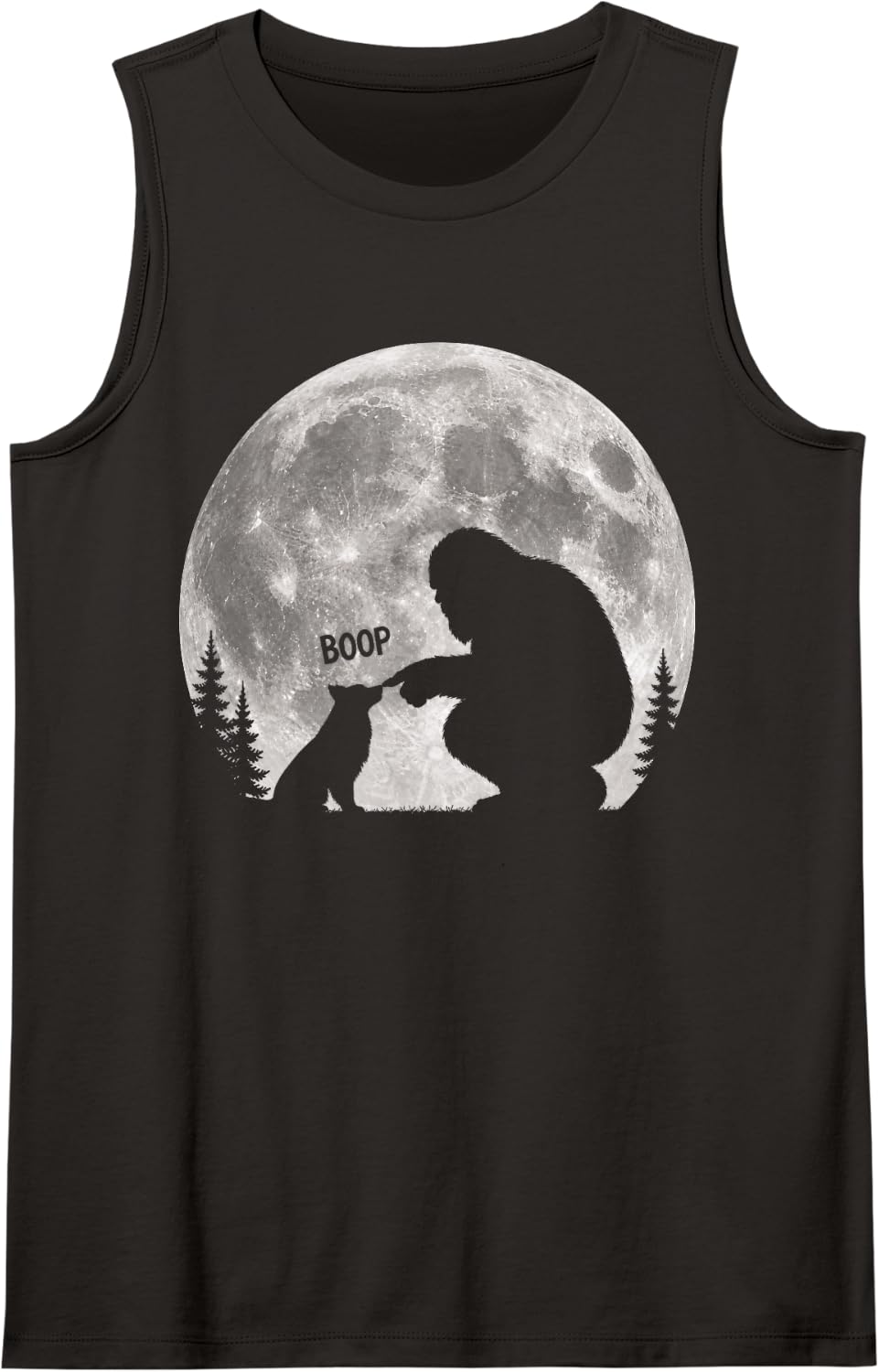 Bigfoot Boop Dog Nose Border Collie Moon Sasquatch Tank Top - Black