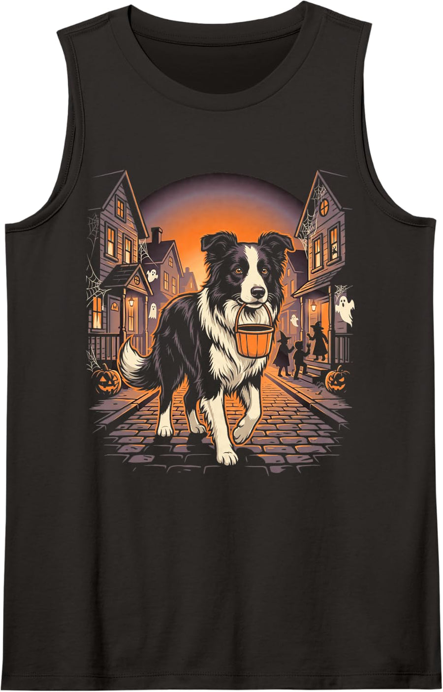 Border Collie Halloween Dog Lover Spooky Season Cute Tank Top - Black