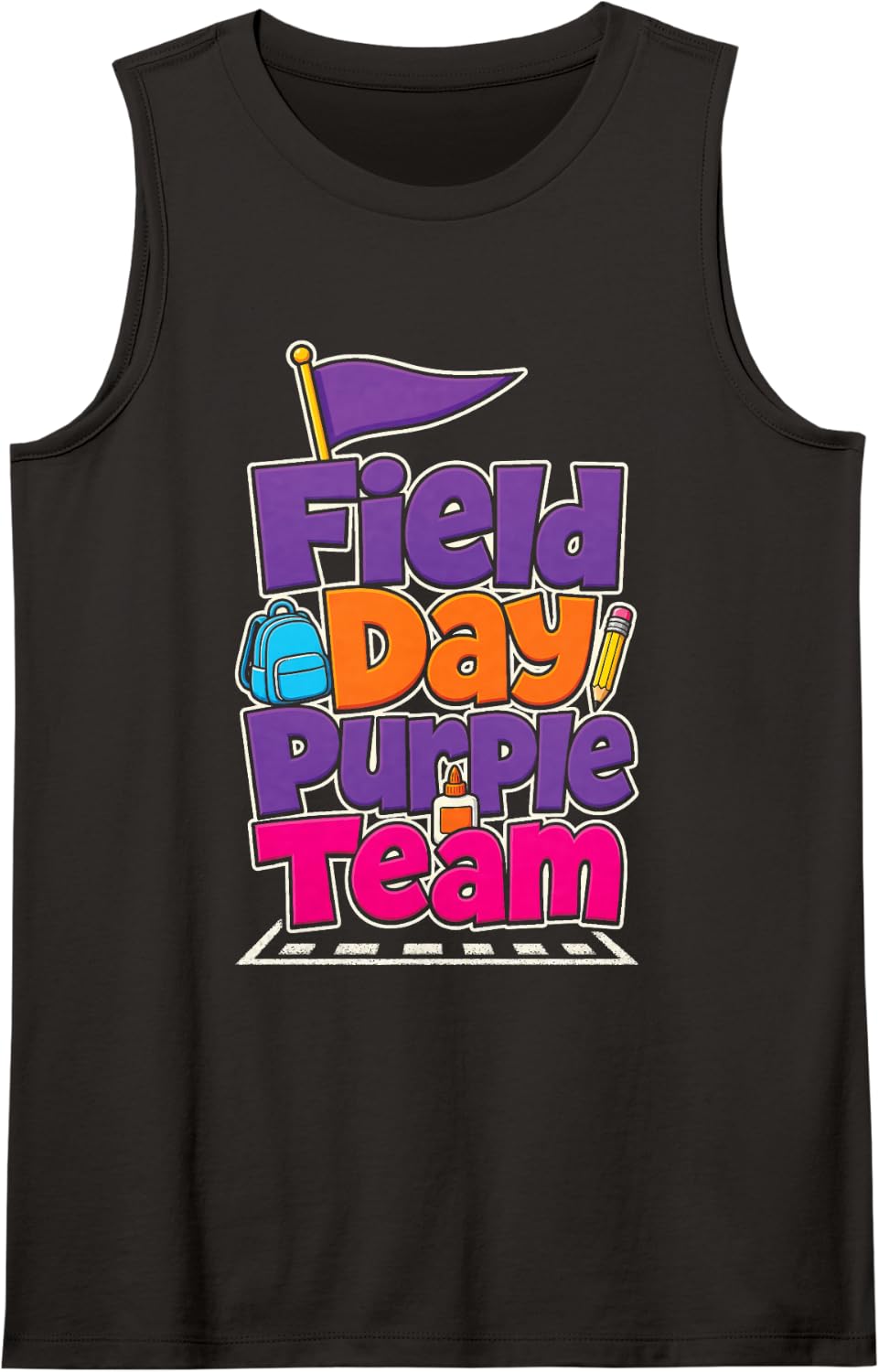 Field Day Purple Team Elementary School Kids Squad Sleeveless Tank Top - Black
