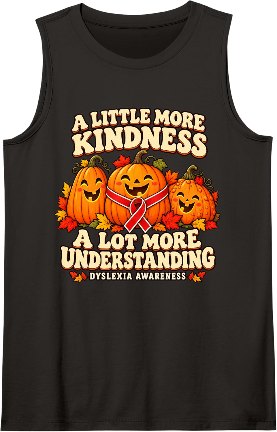 A Little More Kindness Dyslexia Awareness Sleeveless Tank Top - Black