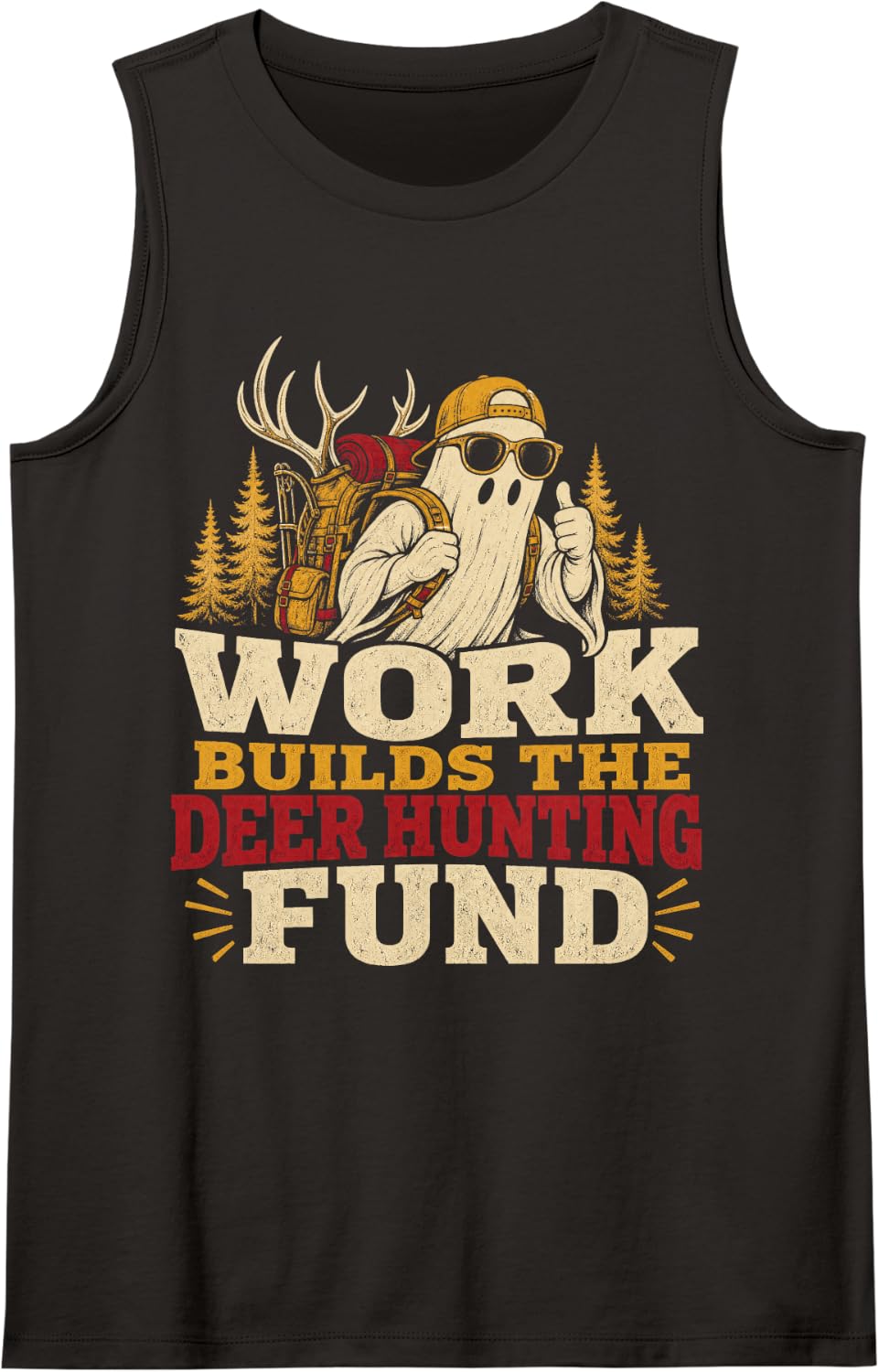Work Builds The Deer Hunting Fund Sleeveless Tank Top - Black