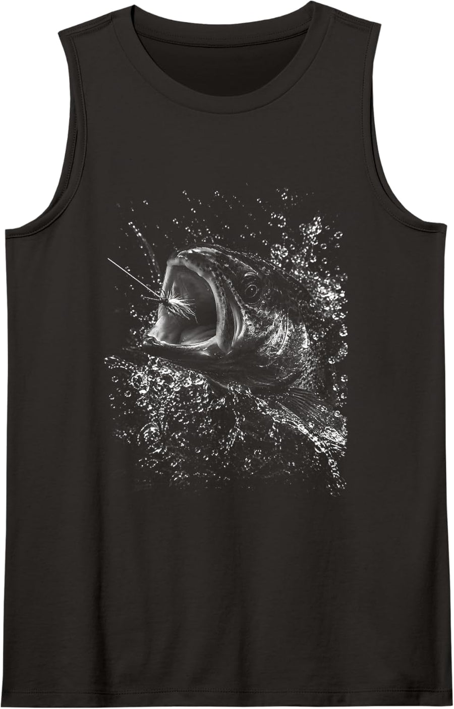 Fly Fishing and Rainbow Trout Strike Angler Sleeveless Tank Top - Black