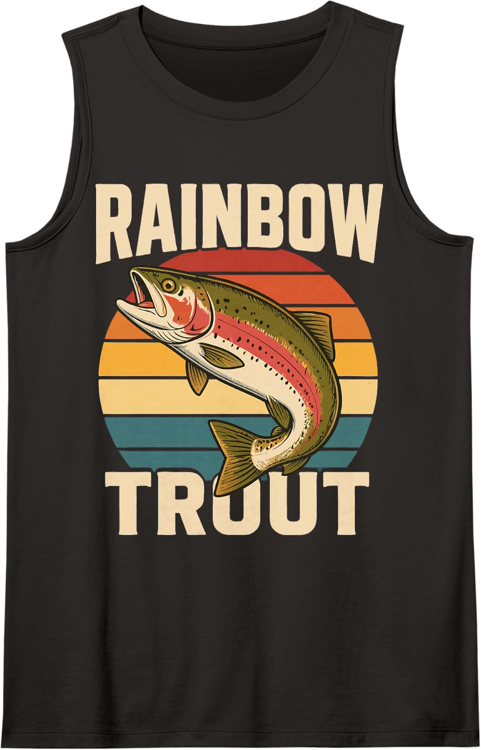 Rainbow Trout River Fishing Freshwater Angler Fisherman Sleeveless Tank Top - Black