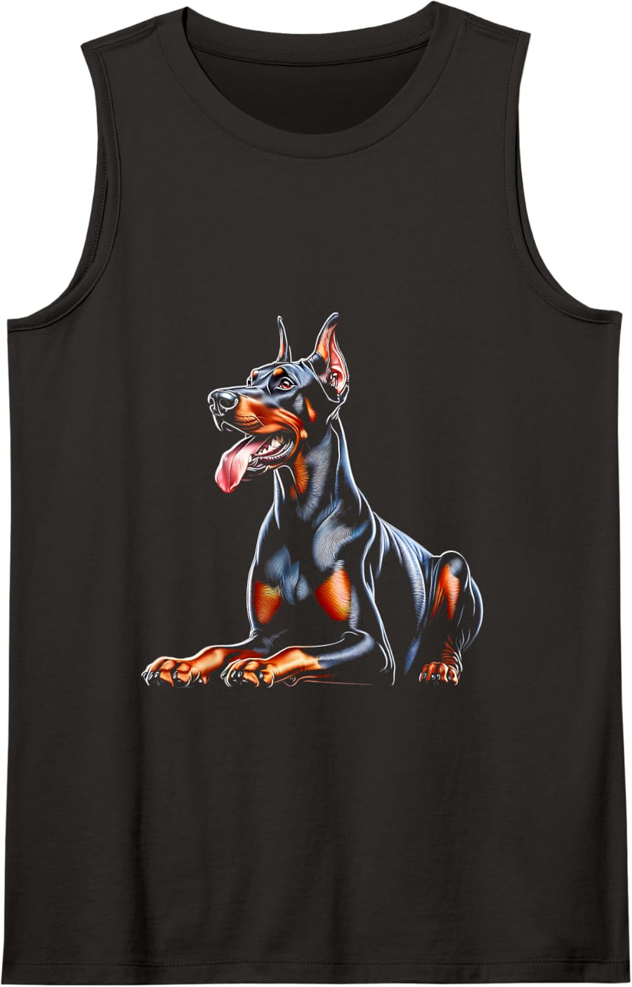 Athletic Doberman Pinscher Canine Graphic Art Sleeveless Tank Top - Black