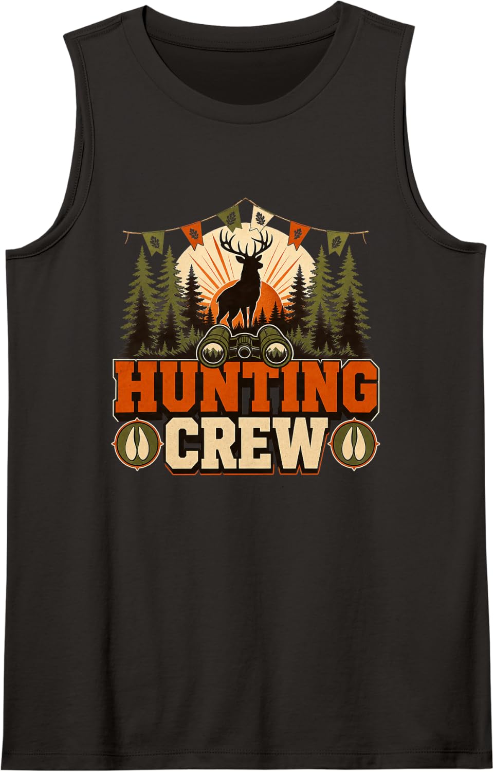 Hunting Crew Deer Sunrise Sleeveless Tank Top - Black
