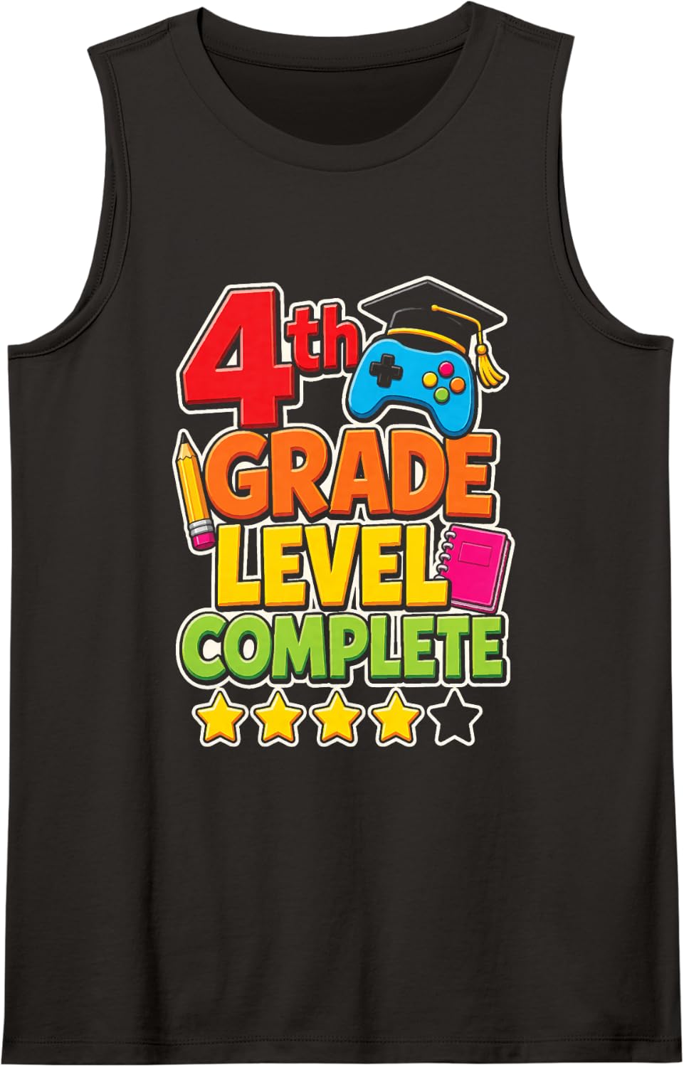 4th Grade Level Complete Elementary School Moving Up Day Sleeveless Tank Top - Black