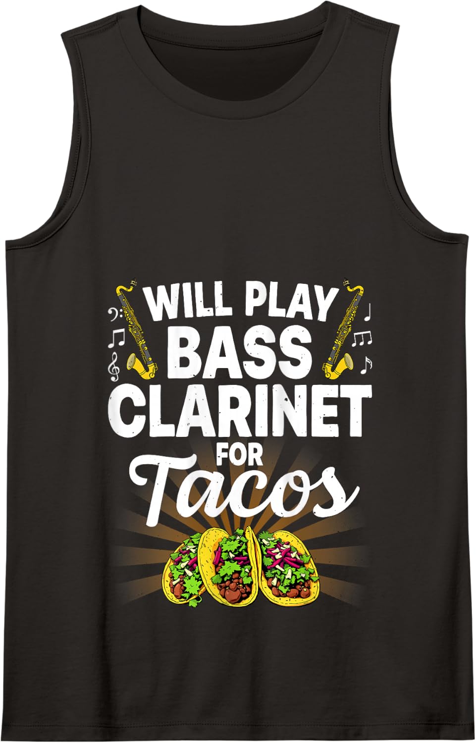 Funny Bass Clarinet Art for Men Women Bass Clarinetist Tank Top - Black