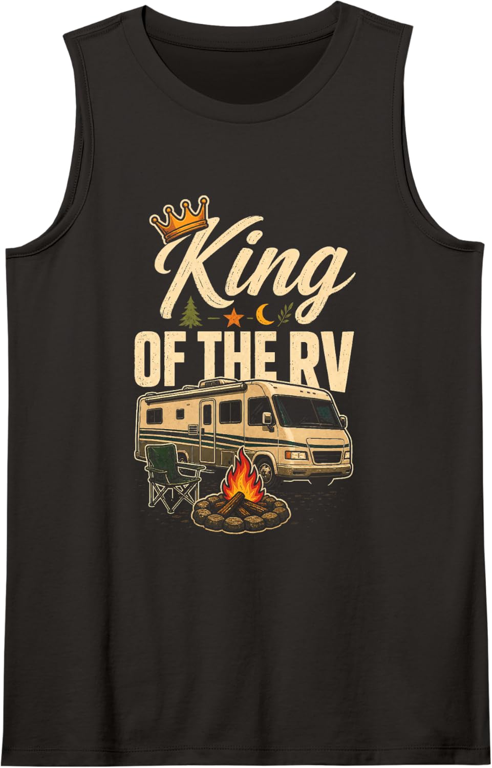 King of The RV Camping Motorhome Camper Life Gift for Men Sleeveless Tank Top - Black