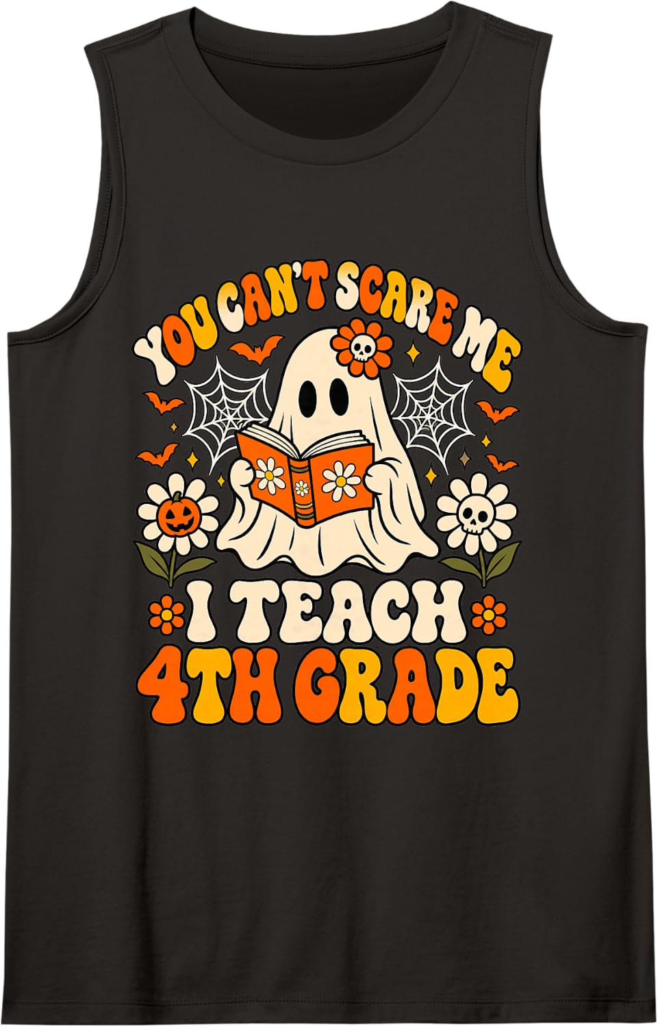 Fourth Grade Classroom Undaunted Ghostly Halloween Teacher Sleeveless Tank Top - Black