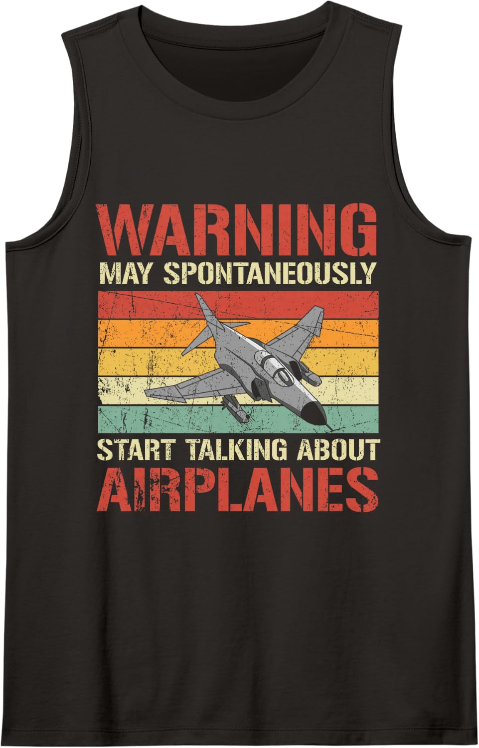 Warning May Spontaneously Talk About F-4 Phantom II Vintage Sleeveless Tank Top - Black