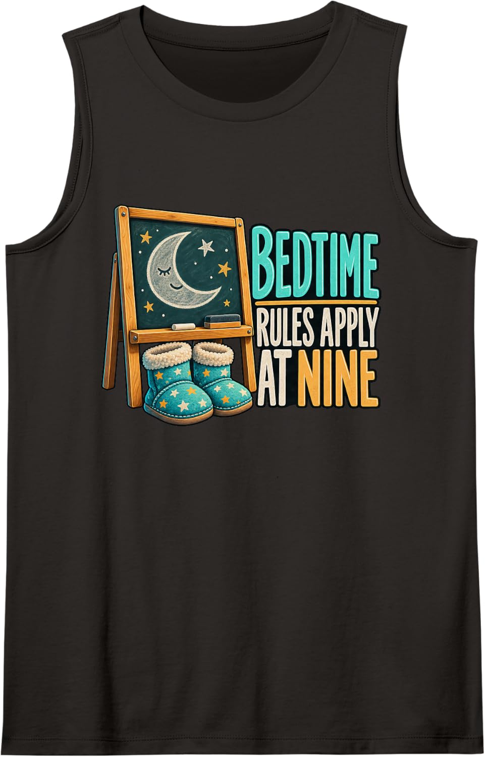 Bedtime Rules Apply At Nine Teacher Humor Classroom Sleeveless Tank Top - Black