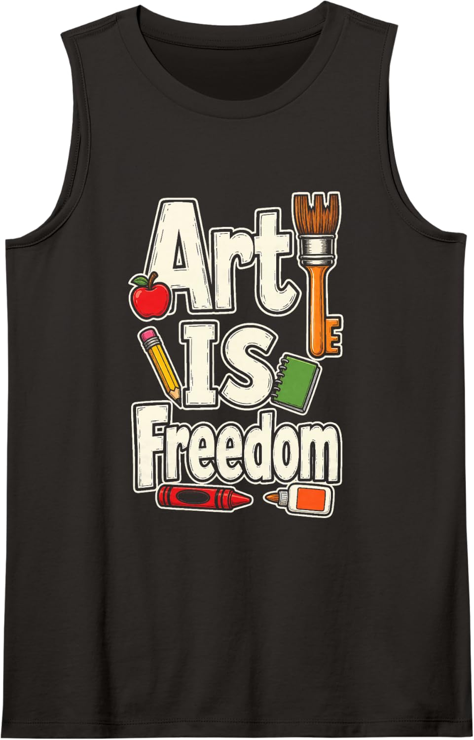 Art is Freedom Elementary School Teacher Appreciation Sleeveless Tank Top - Black