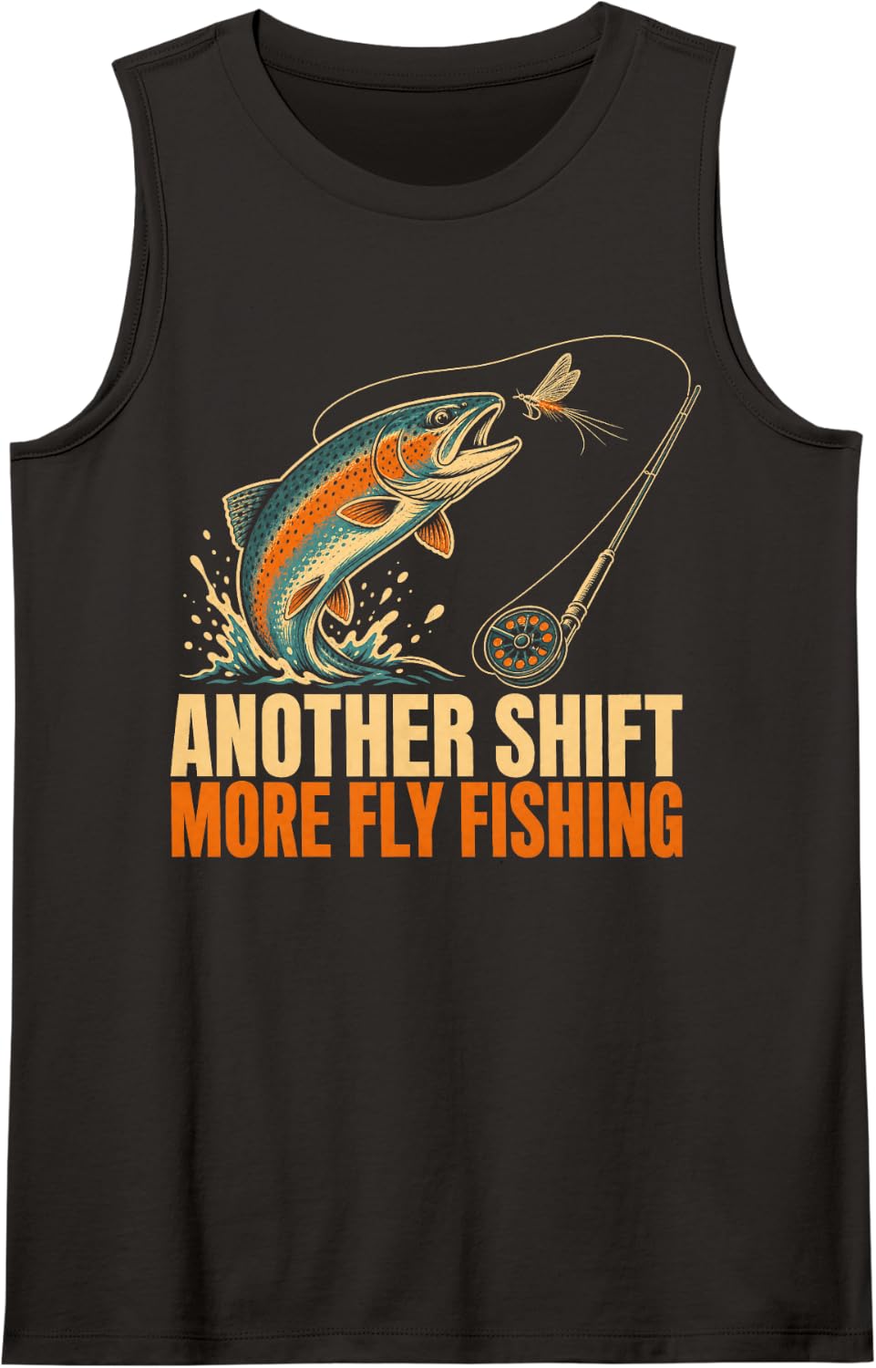 Another Shift More Fly Fishing Trout Angler Reel Sleeveless Tank Top - Black
