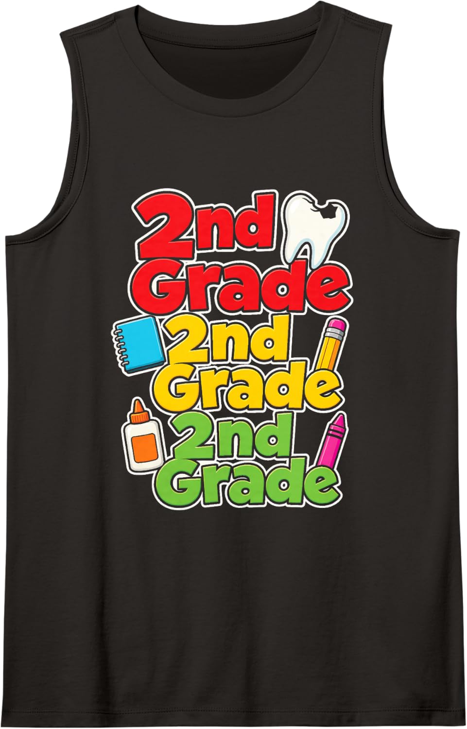 2nd Grade Second Grader Elementary School First Day Sleeveless Tank Top - Black