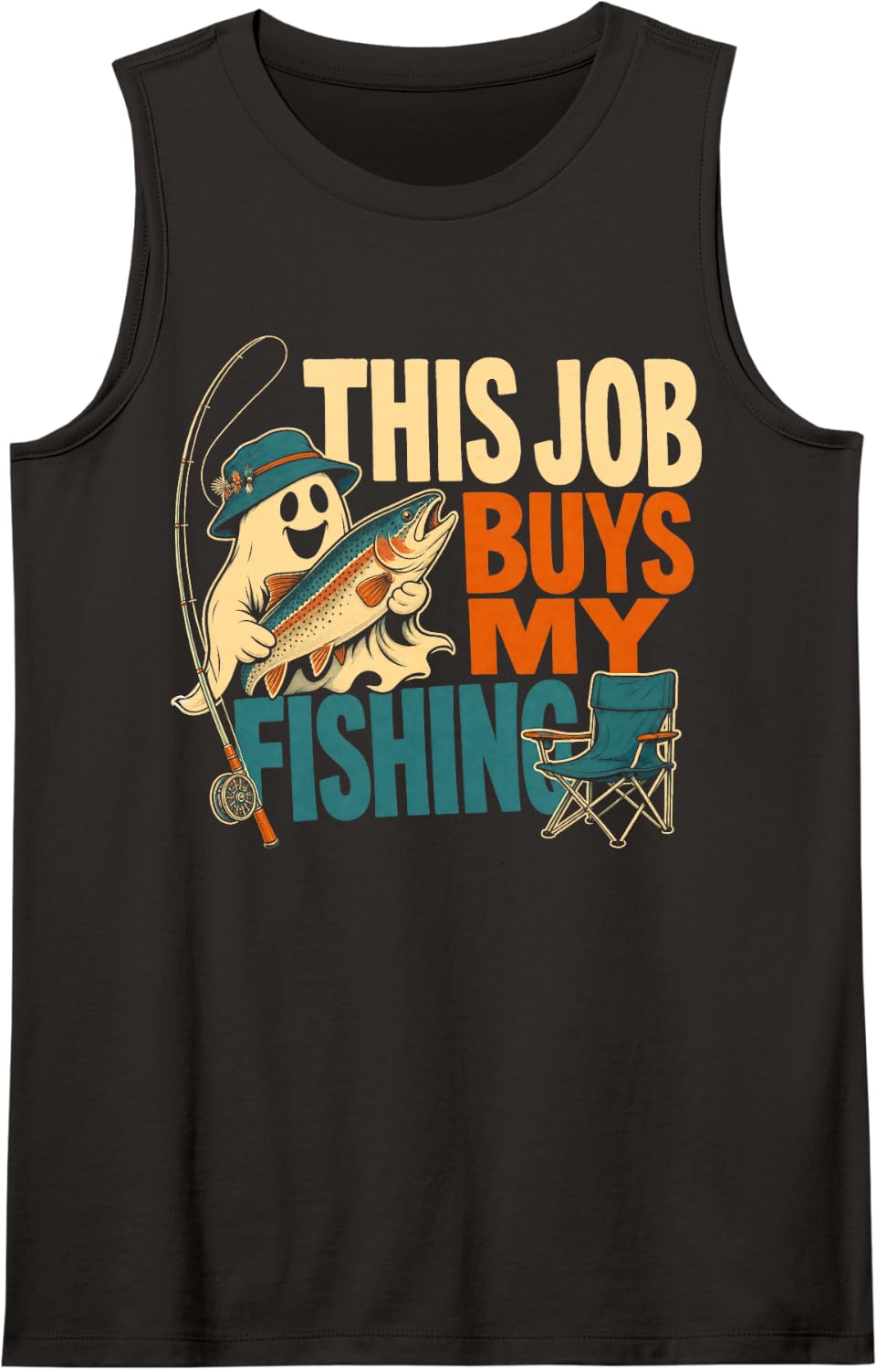 This Job Buys My Fishing Angler Fisherman Sleeveless Tank Top - Black