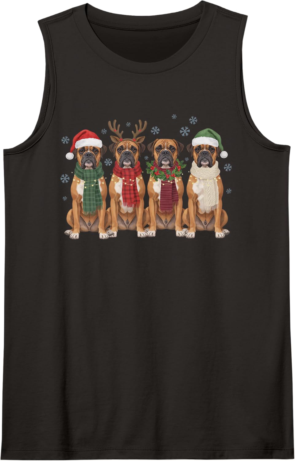 Cute Funny Boxer Christmas Friends Scarves Dog Mom Dad Lover Sleeveless Tank Top - Black