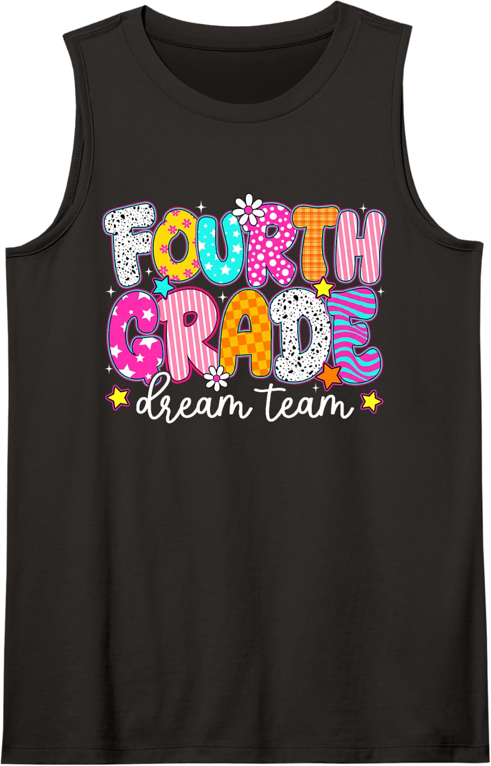 Fourth 4th Grade Dream Team Teachers Kid Back to School Sleeveless Tank Top - Black