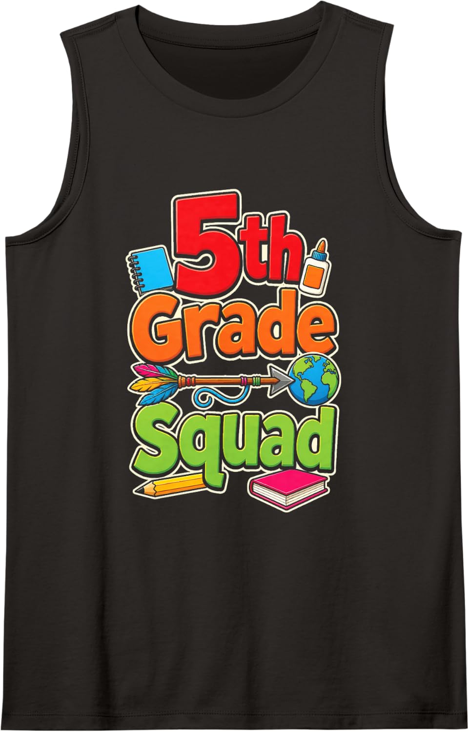 5th Grade Squad First Day of School Elementary Kids Sleeveless Tank Top - Black