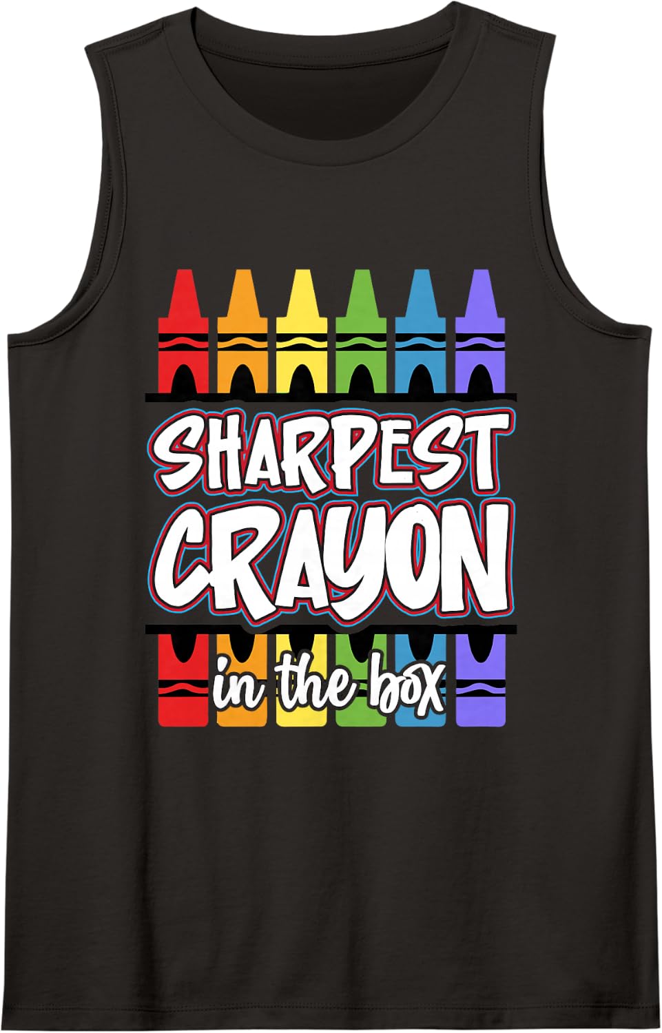 Funny Back to School Classroom Teacher Sharpest in Box Sleeveless Tank Top - Black