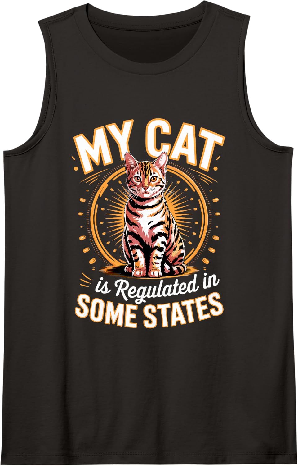 My Cat is Regulated in Some States Bengal Cat Sleeveless Tank Top - Black
