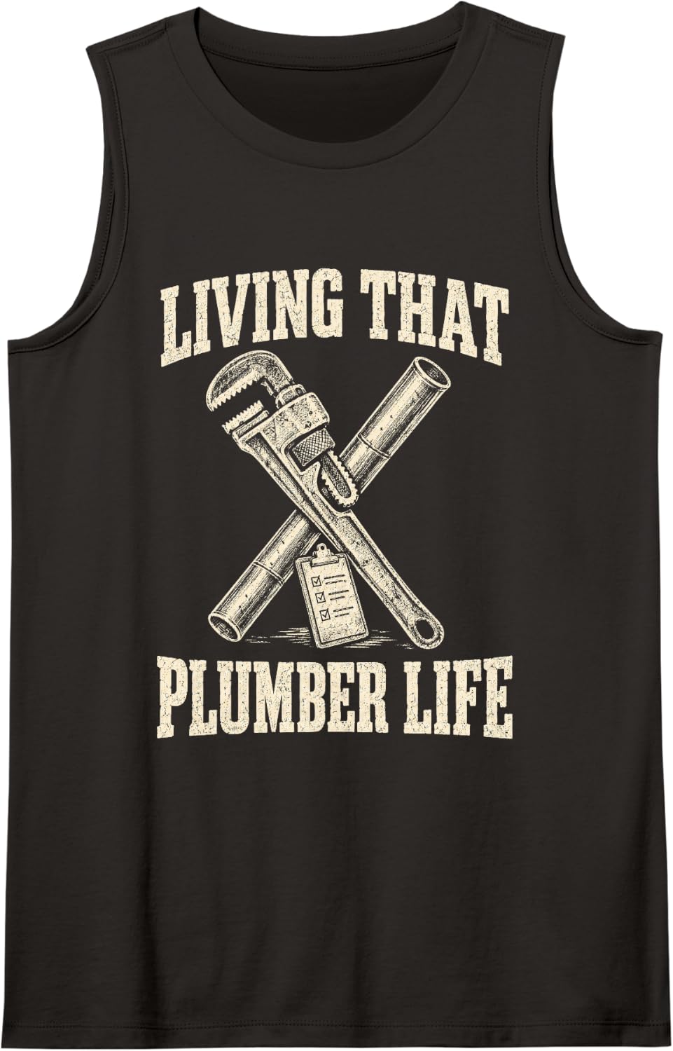 Living that Plumber Life Vintage Sleeveless Tank Top - Black