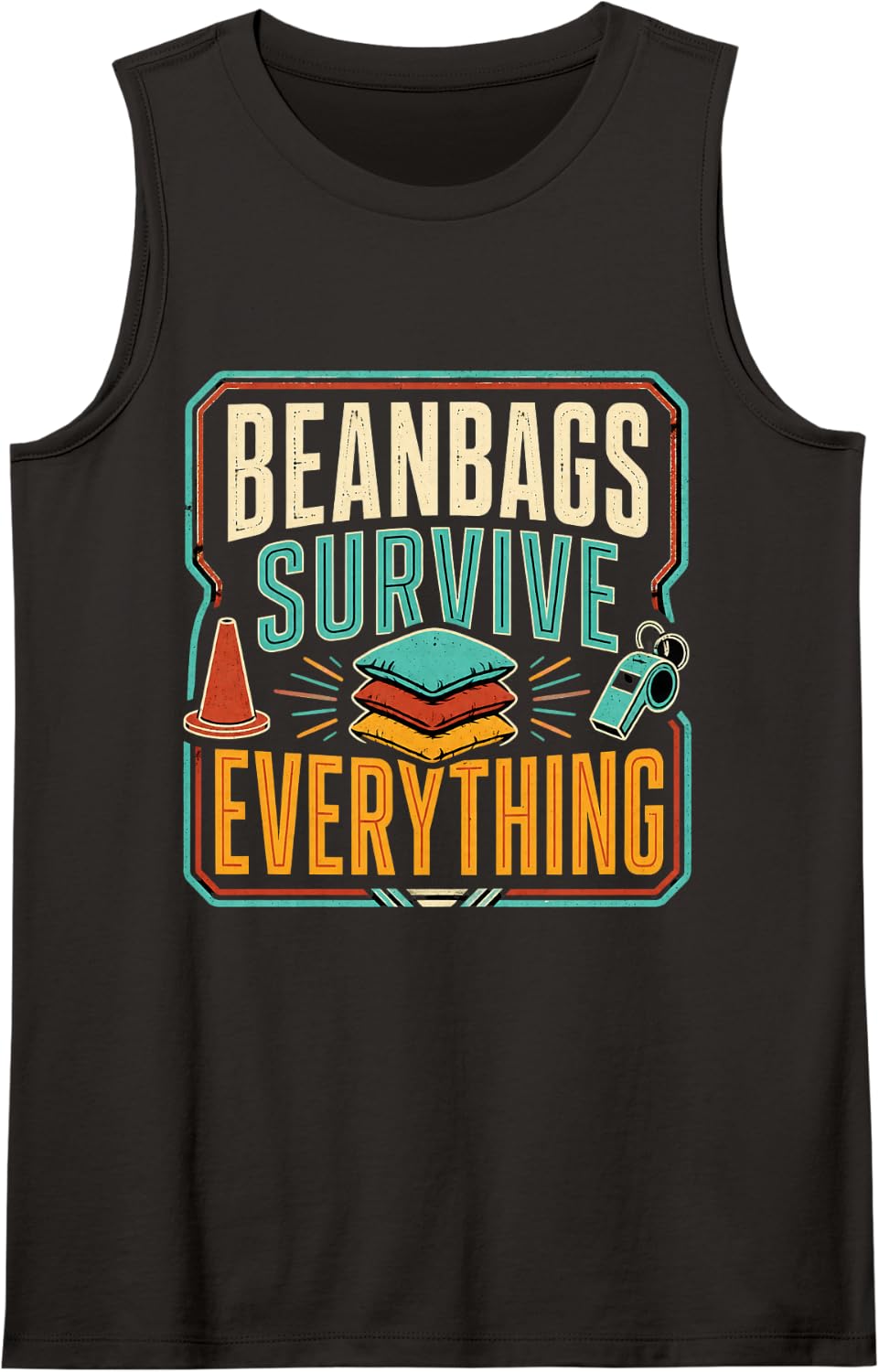 Beanbags Survive Everything PE Teacher Gift Gym Teacher Sleeveless Tank Top - Black