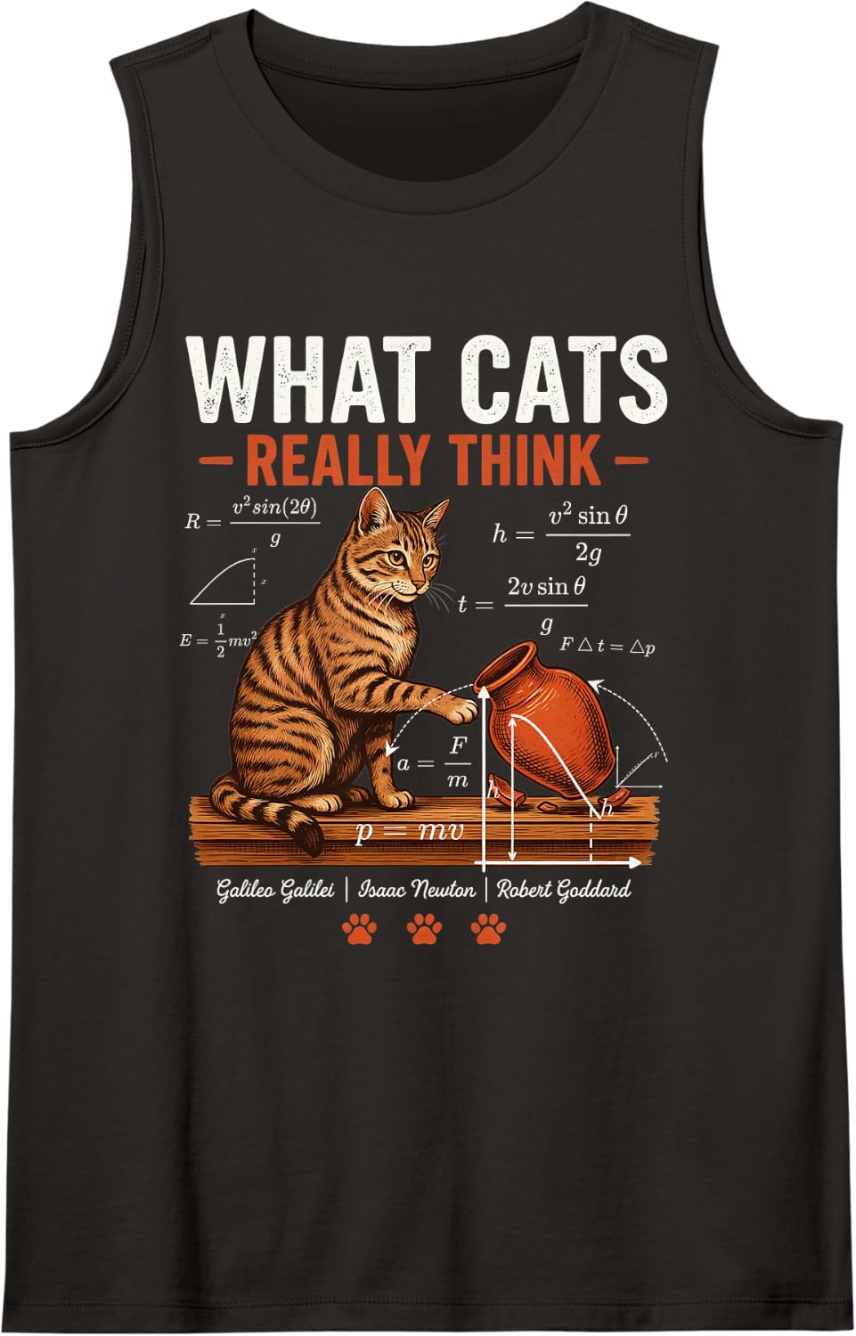 Funny Cat Physics What Cats Really Think Science Teacher Tank Top - Black