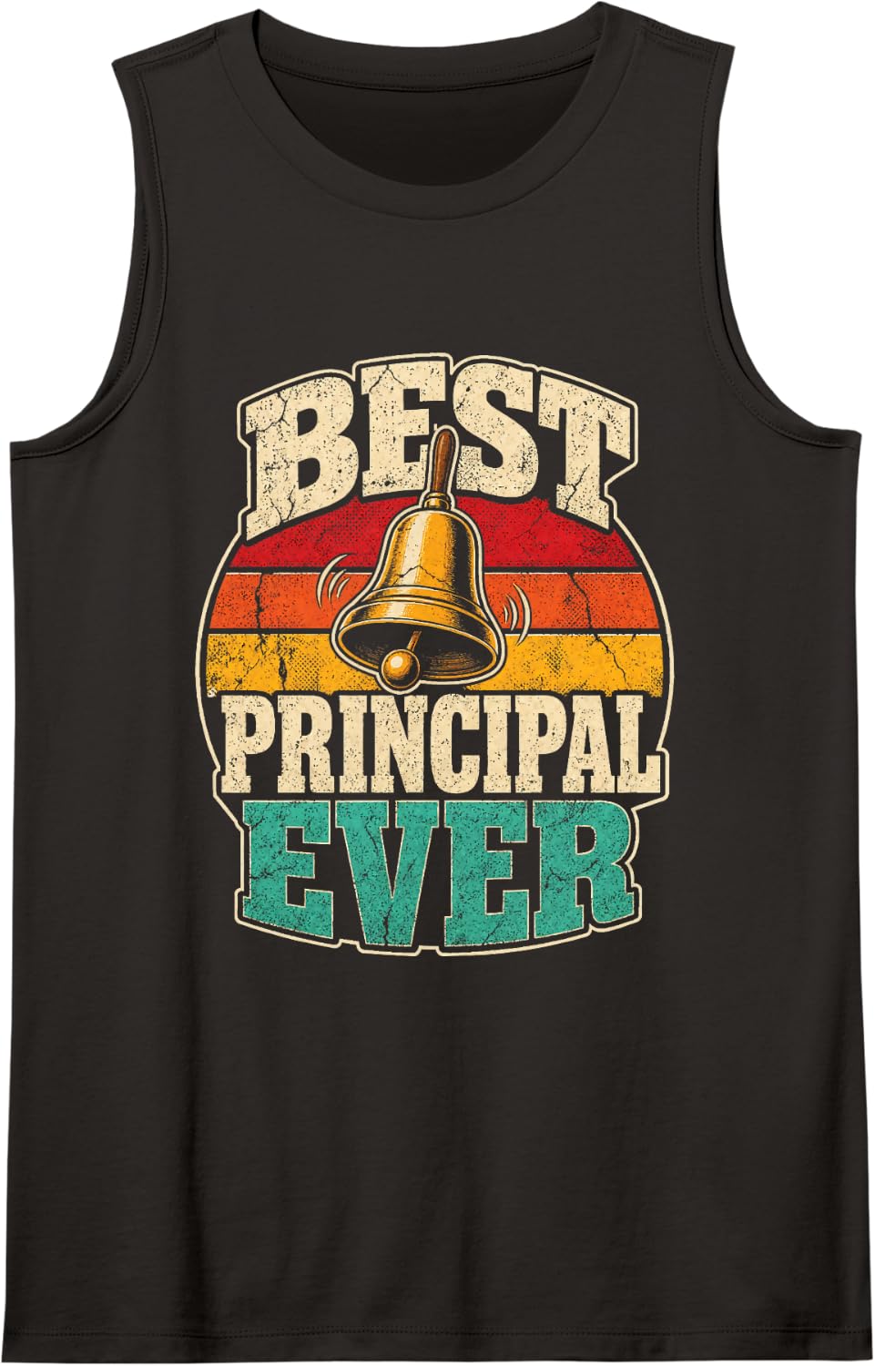 Principal Gift Elementary Appreciation Retro Hand Bell Sleeveless Tank Top - Black