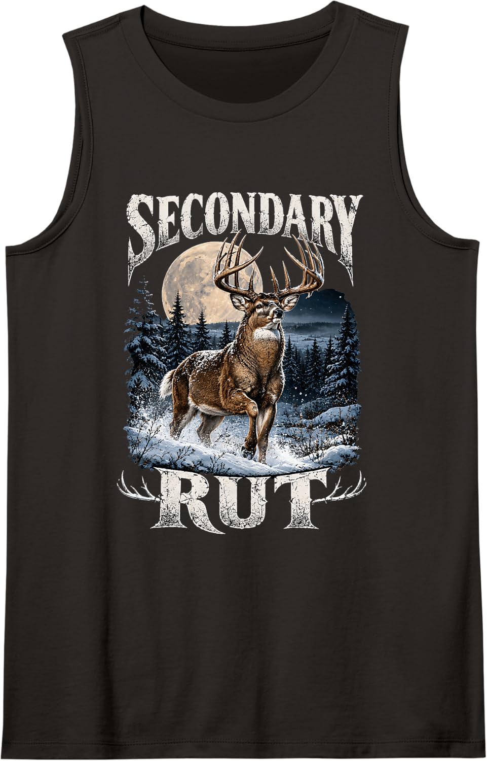 Secondary Rut Deer Hunting Season Sleeveless Tank Top - Black