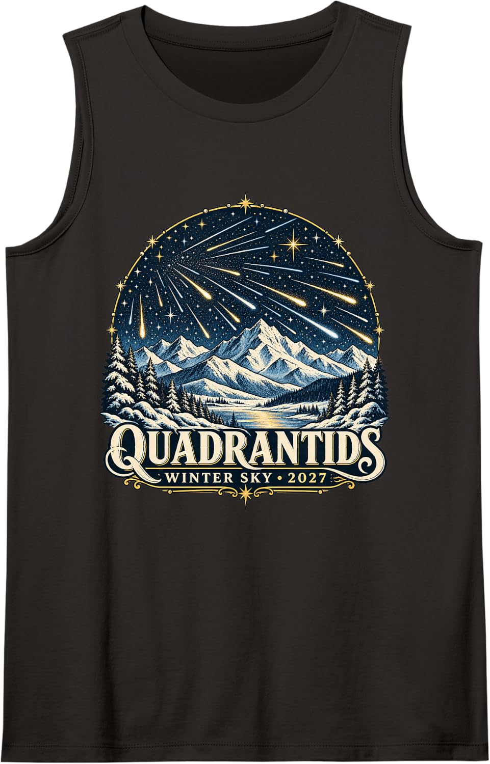 Quadrantid Meteor Shower 2027 Winter Sky Sleeveless Tank Top - Black